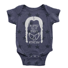 In  A World Full Of Mondays, Be A Wednesday Infant One-Piece Romper Bodysuit and Toddler T-shirt Navy Blue STAR