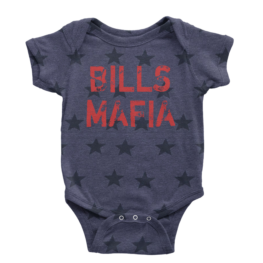 Distressed Bills Mafia Football Infant One-Piece Romper Bodysuit and Toddler T-shirt Navy Blue STAR
