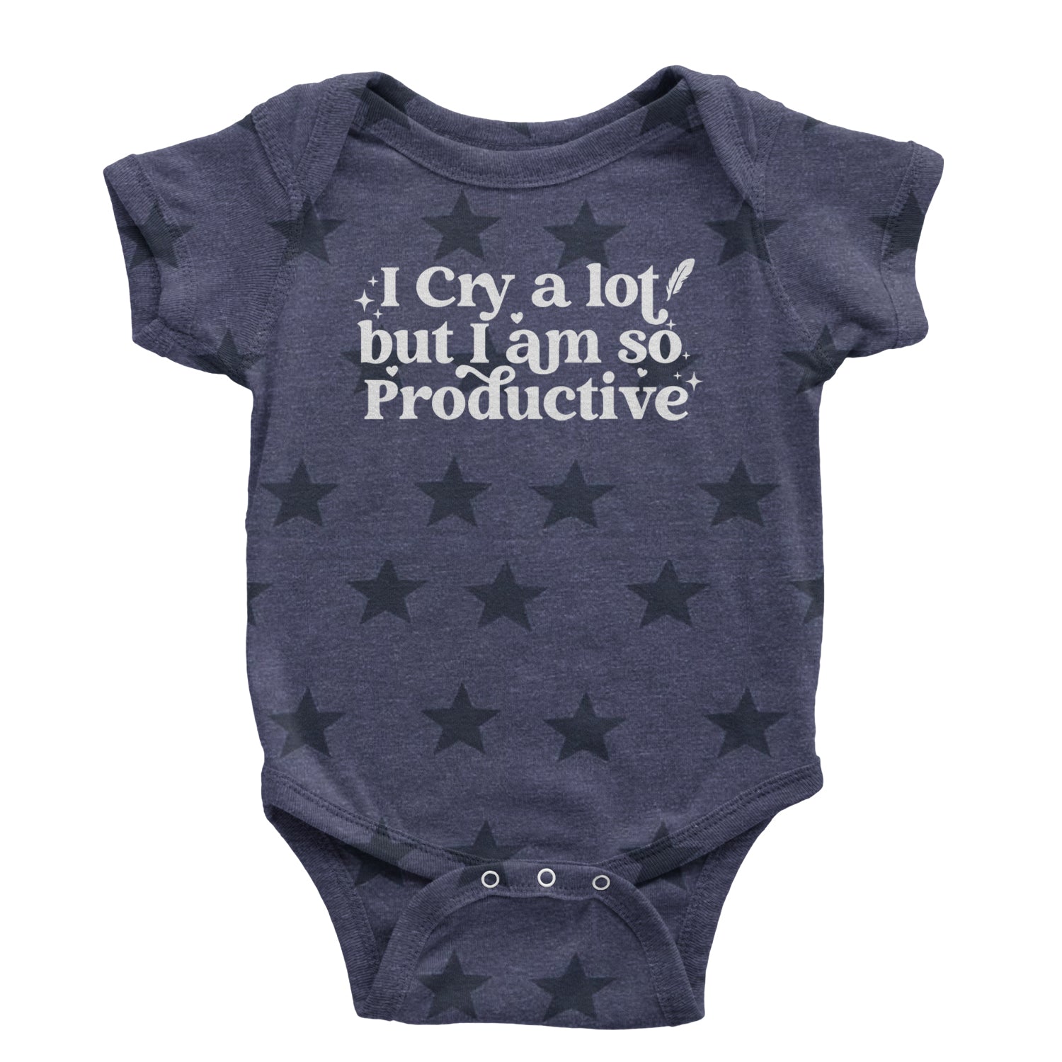 I Cry A Lot But I am So Productive TTPD Infant One-Piece Romper Bodysuit and Toddler T-shirt Navy Blue STAR