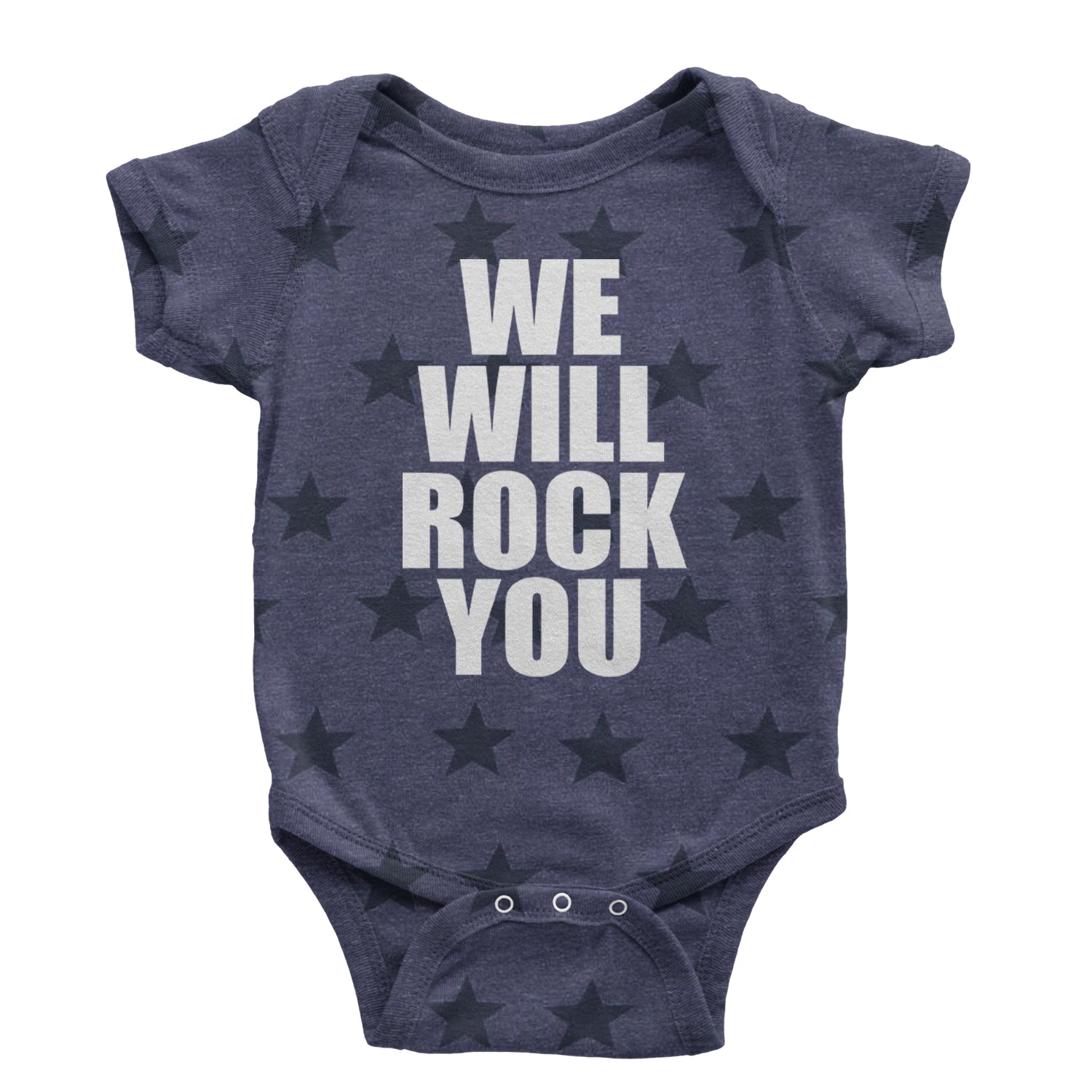 We Will Rock You Infant One-Piece Romper Bodysuit and Toddler T-shirt Navy Blue STAR