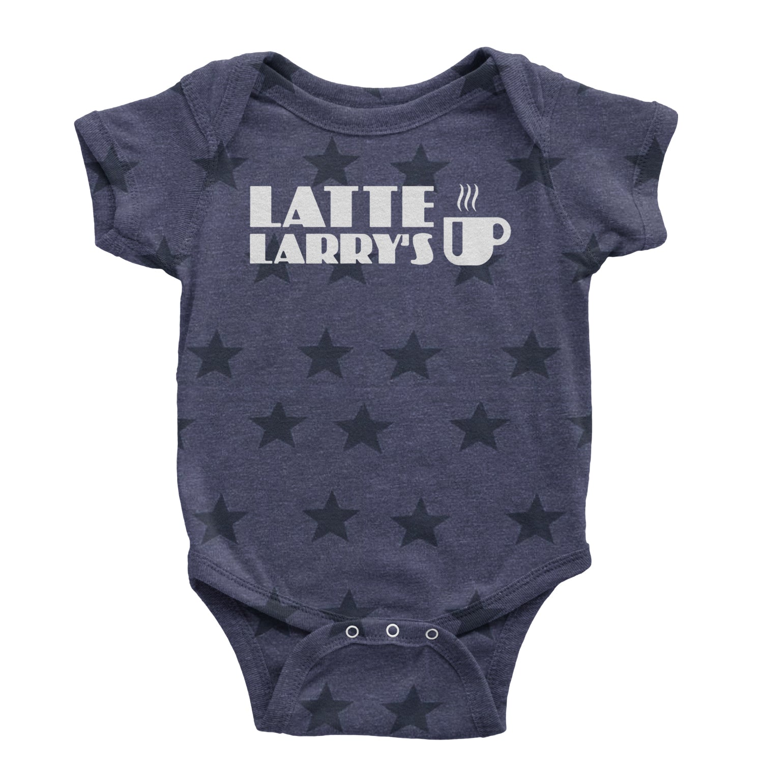 Latte Larry's Enthusiastic Coffee Infant One-Piece Romper Bodysuit and Toddler T-shirt Navy Blue STAR