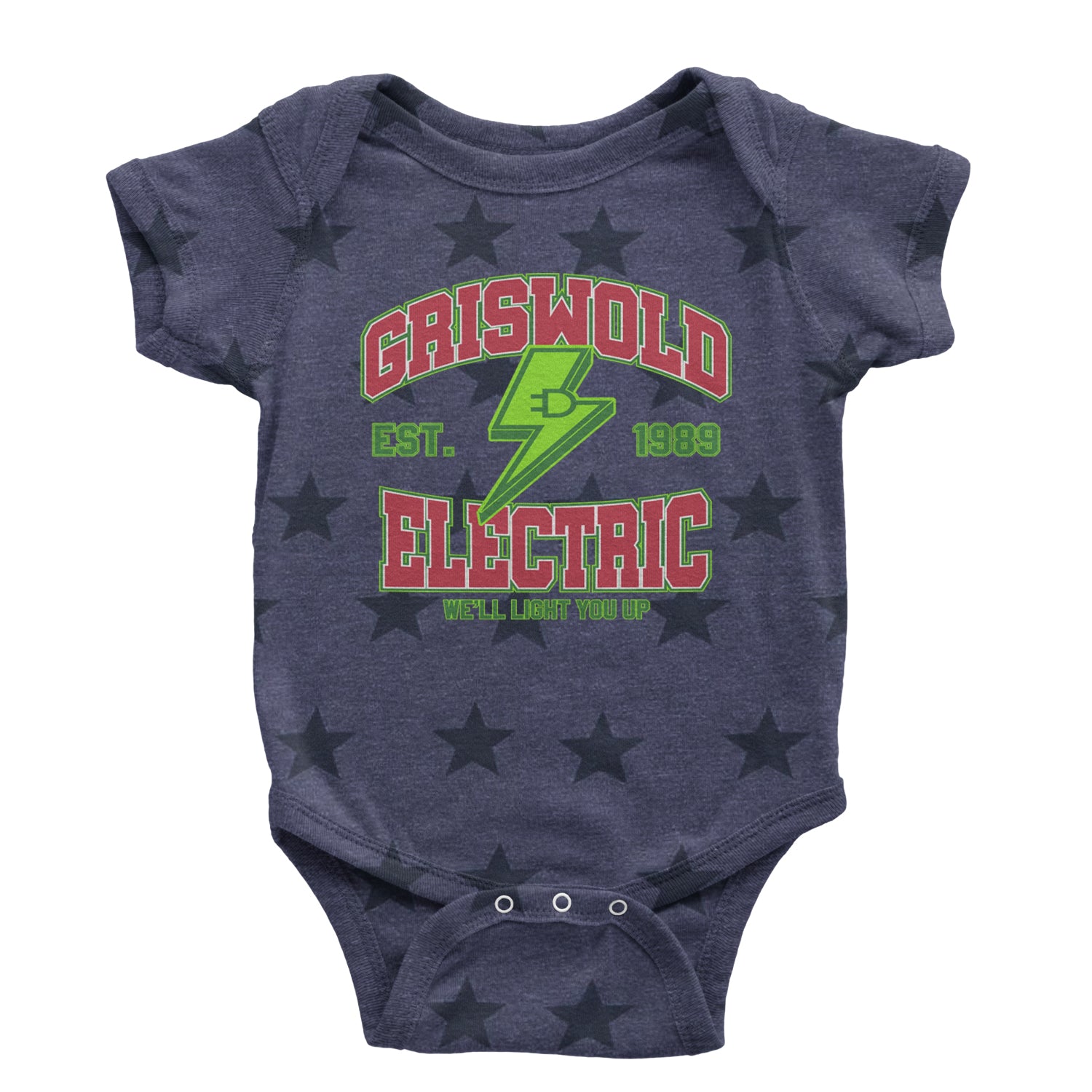 Griswold Electric We'll Light You Up Infant One-Piece Romper Bodysuit and Toddler T-shirt Navy Blue STAR