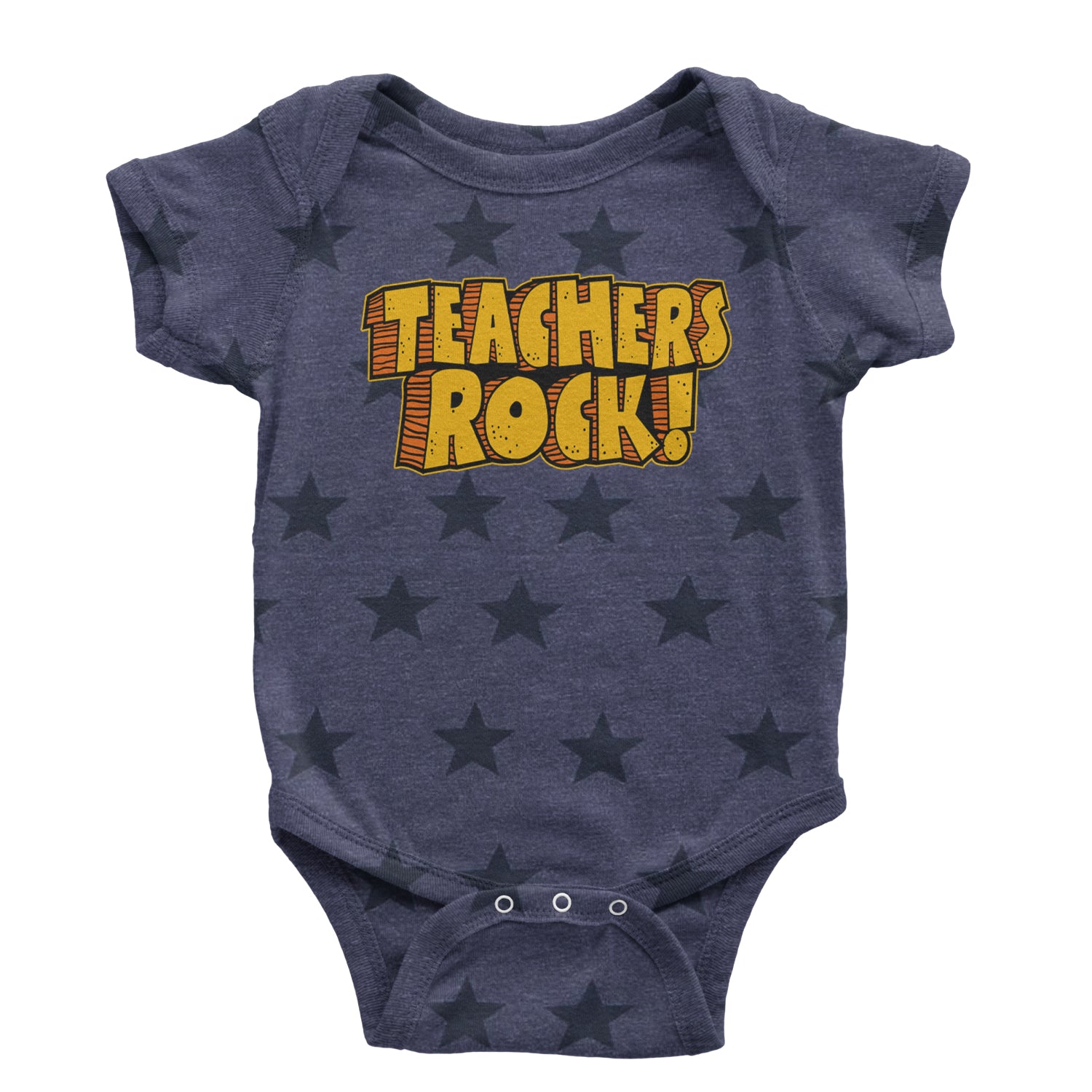 Teachers Rock Retro Infant One-Piece Romper Bodysuit and Toddler T-shirt Navy Blue STAR