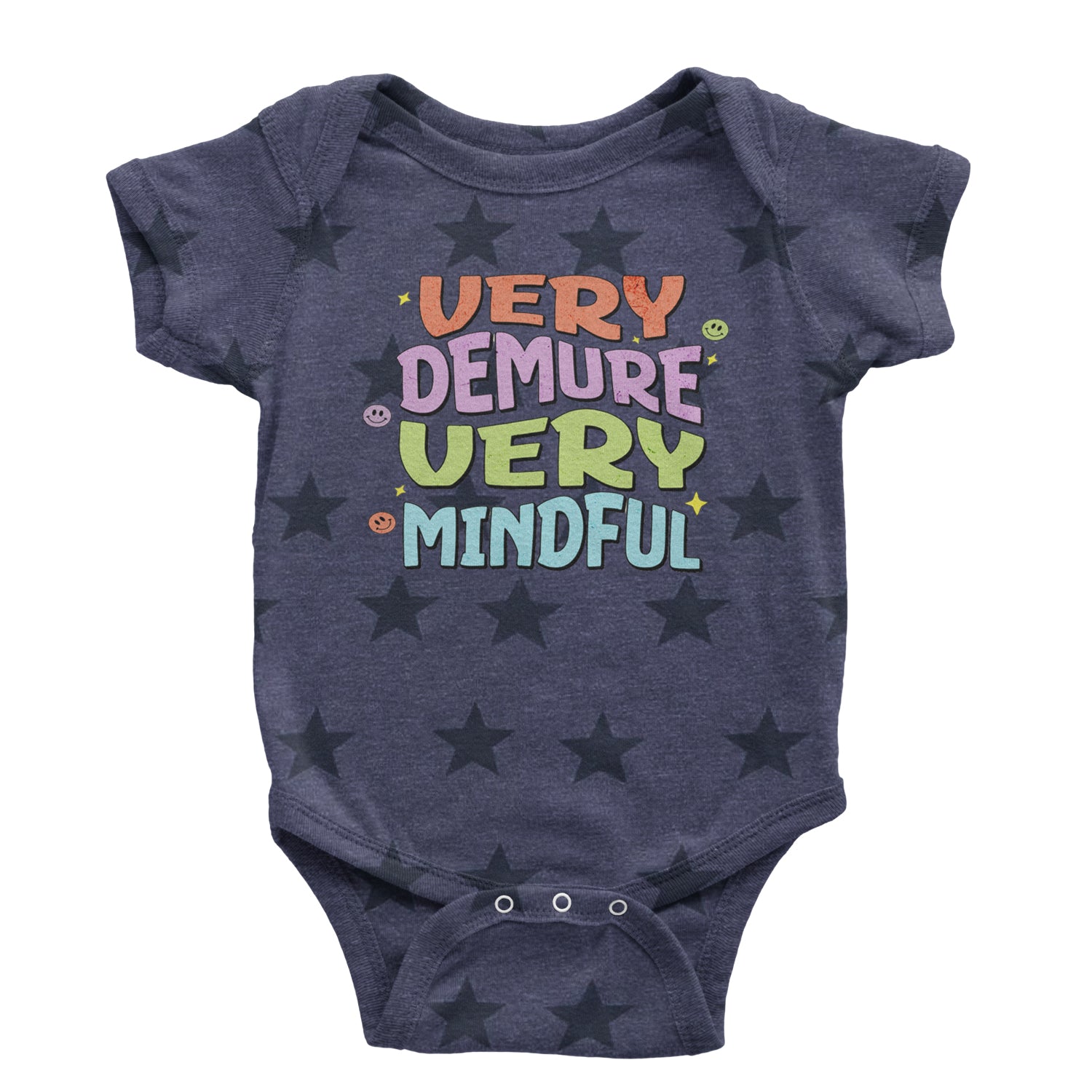 Very Demure, Very Mindful Infant One-Piece Romper Bodysuit and Toddler T-shirt Navy Blue STAR