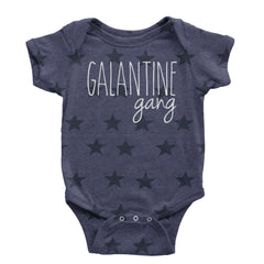Galentine Gang Valentine's Shirt graphic on Onesie and Toddler T-Shirt in Navy Blue STAR