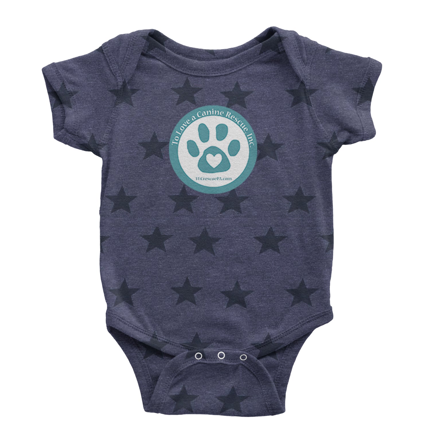 TLC To Love a Canine Dog Rescue Teal Infant One-Piece Romper Bodysuit and Toddler T-shirt Navy Blue STAR