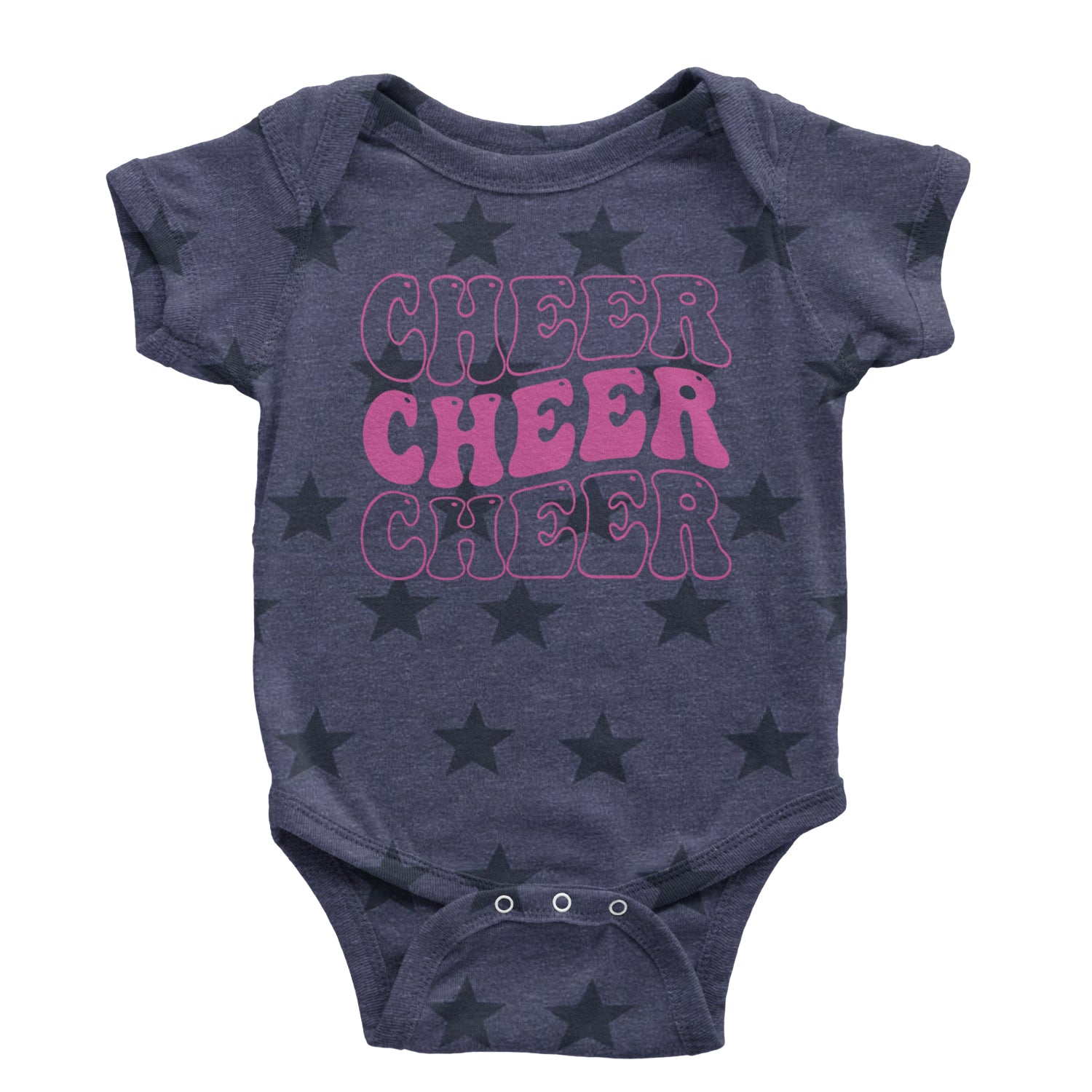 Cheer Cheer Cheer Infant One-Piece Romper Bodysuit and Toddler T-shirt Navy Blue STAR