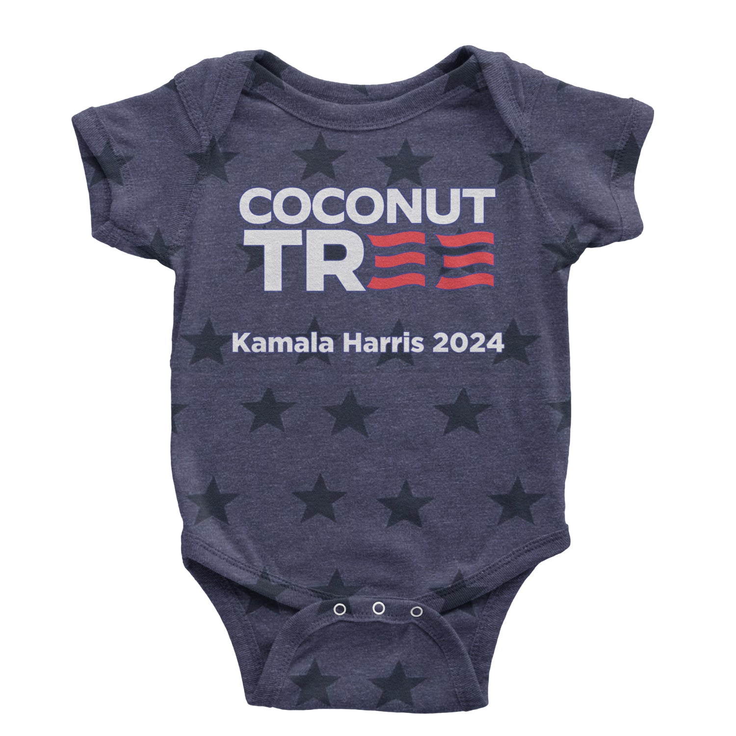 Coconut Tree - Support Kamala Harris For President 2024 Infant One-Piece Romper Bodysuit and Toddler T-shirt Navy Blue STAR