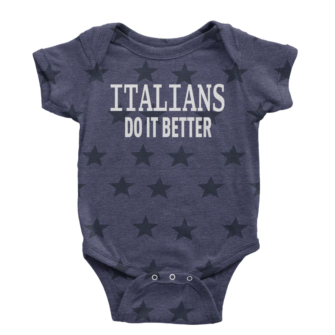Italians Do It Better 80's Retro Celebration Infant One-Piece Romper Bodysuit and Toddler T-shirt Navy Blue STAR
