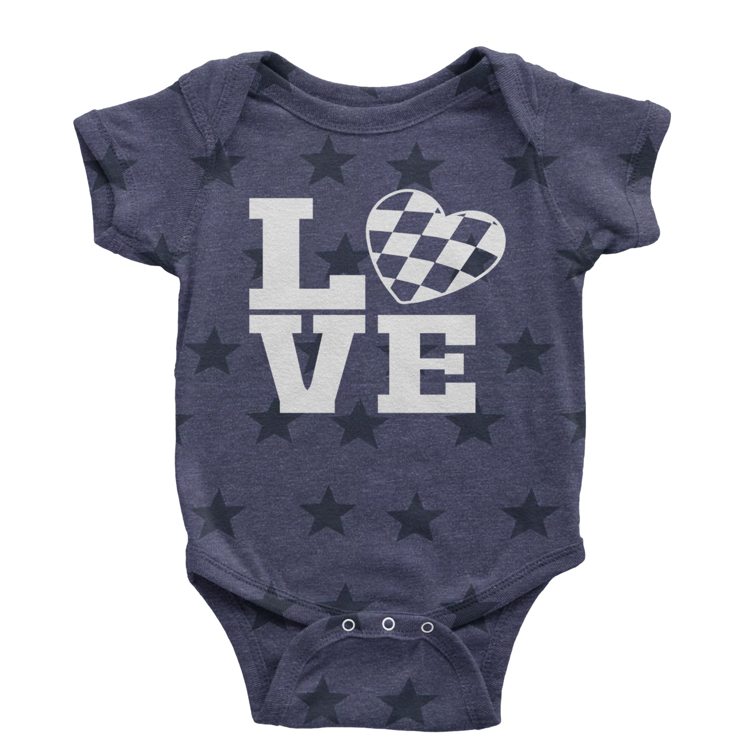 Love Racing Checkered Flag Heart Infant One-Piece Romper Bodysuit and Toddler T-shirt Navy Blue STAR