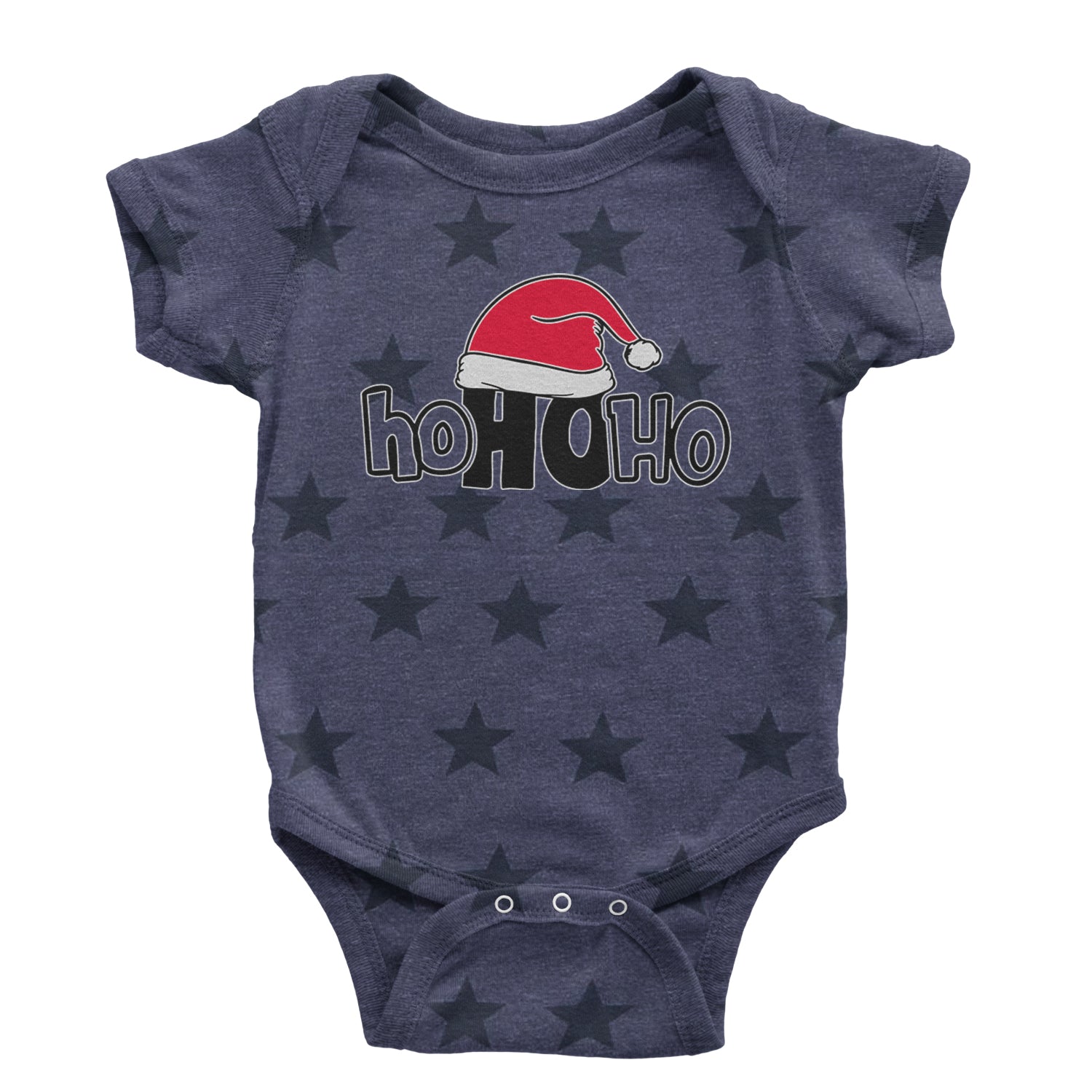 Ho Ho Ho Santa Christmas Hat Infant One-Piece Romper Bodysuit and Toddler T-shirt Navy Blue STAR