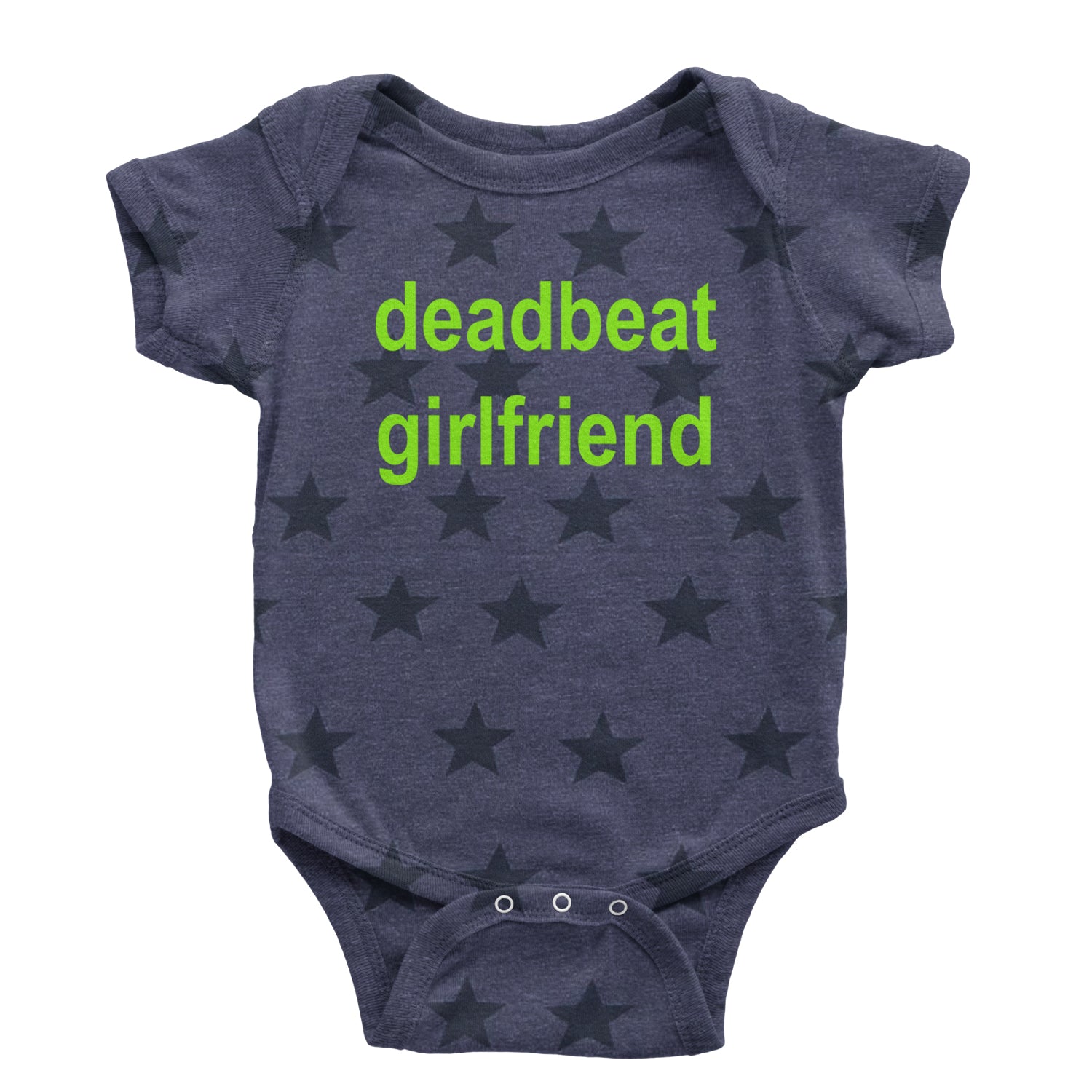 Deadbeat Girlfriend Y2K Slogan Infant One-Piece Romper Bodysuit and Toddler T-shirt Navy Blue STAR