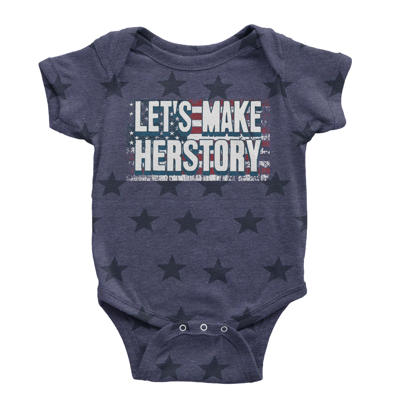 Lets Make Herstory - Support Kamala Harris For President 2024 Infant One-Piece Romper Bodysuit and Toddler T-shirt Navy Blue STAR