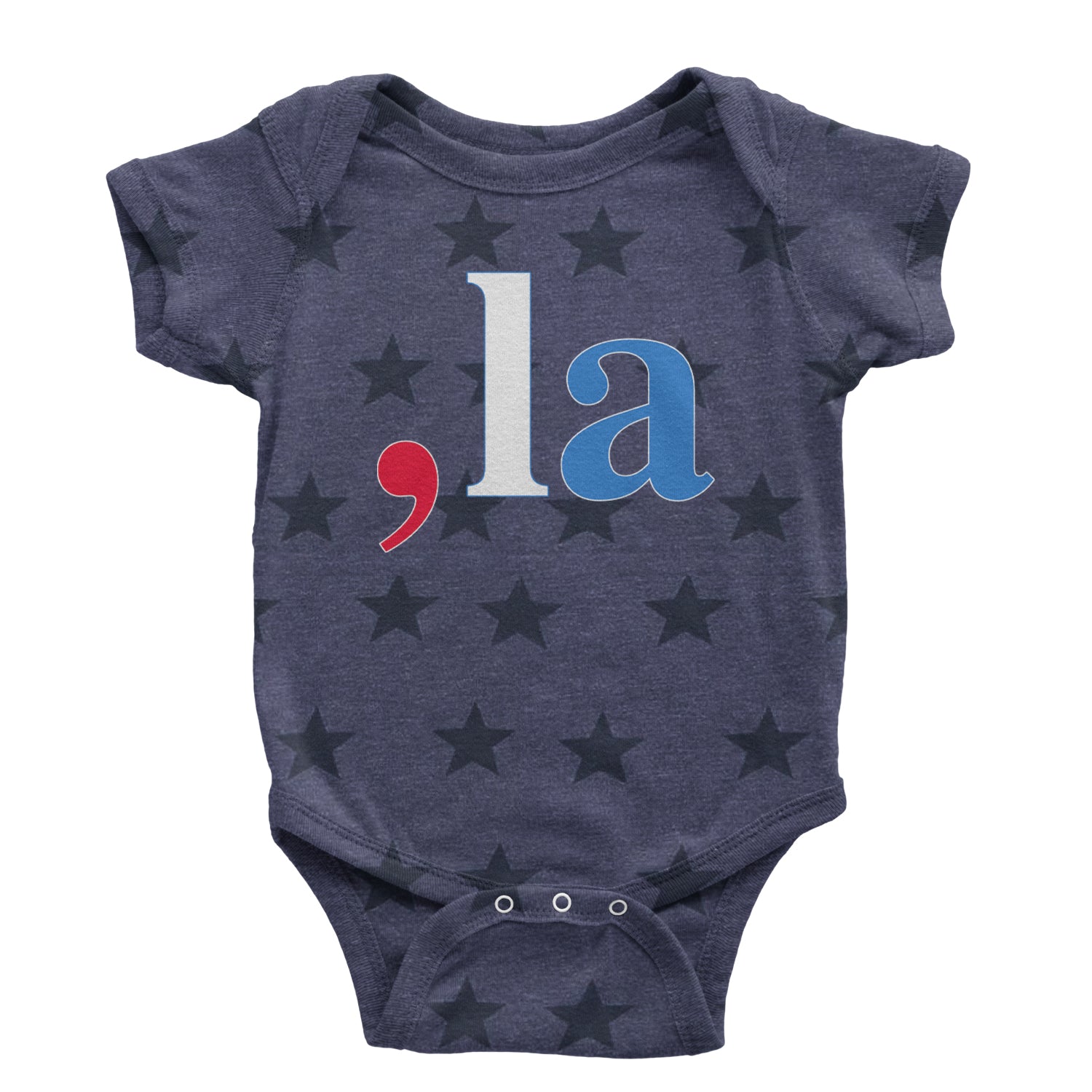 Comma-La - Support Kamala Harris For President 2024 Infant One-Piece Romper Bodysuit and Toddler T-shirt Navy Blue STAR