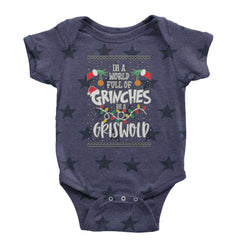 In A World Full Of Grinches, Be A Griswold graphic on Onesie and Toddler T-Shirt in Navy Blue STAR