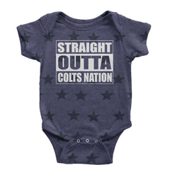 Straight Outta Colts Nation Football  Infant One-Piece Romper Bodysuit and Toddler T-shirt Navy Blue STAR