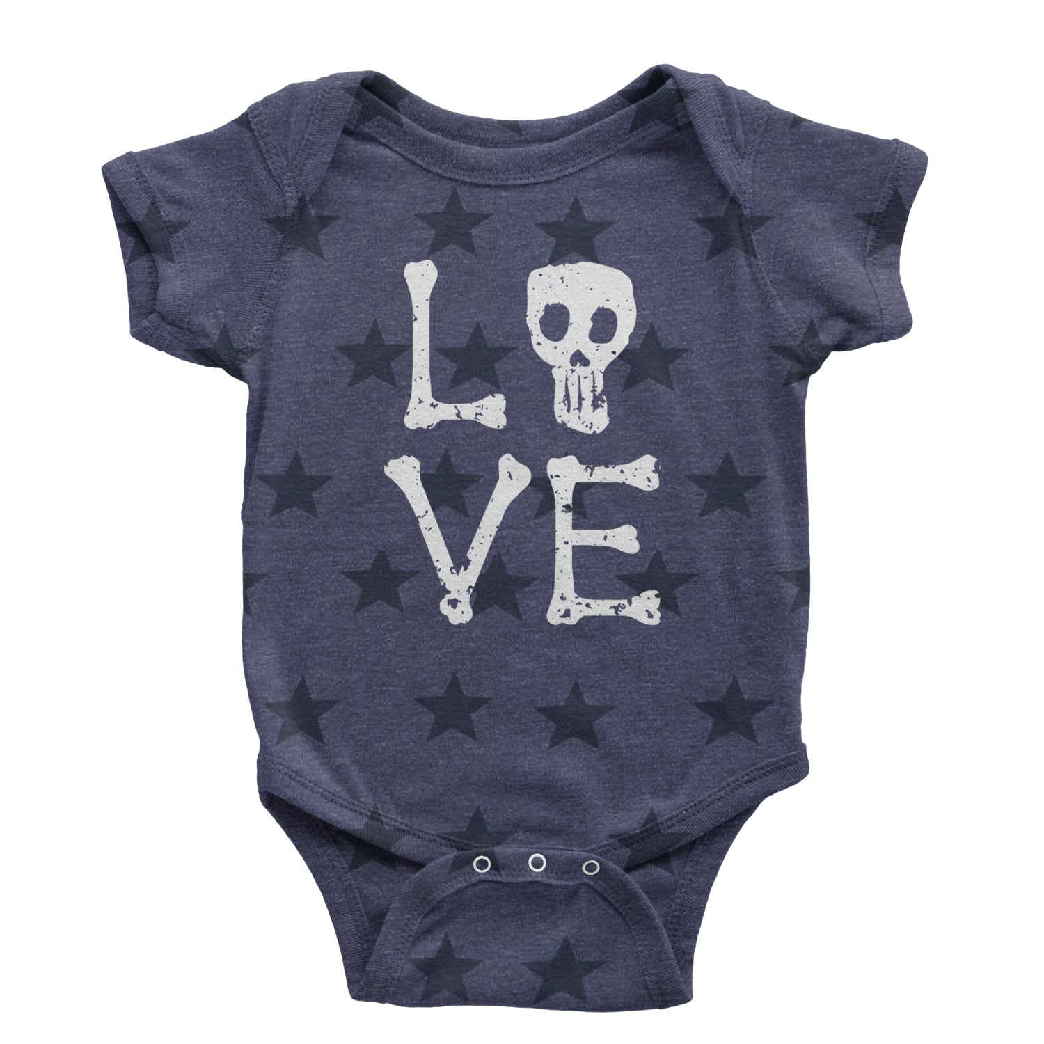 Love Skeleton Bones Infant One-Piece Romper Bodysuit and Toddler T-shirt Navy Blue STAR