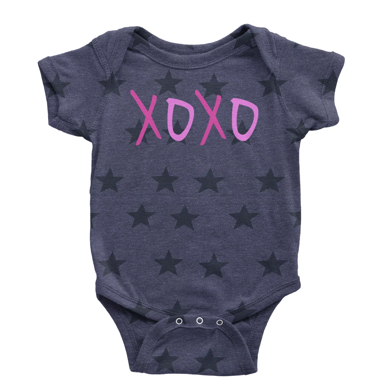 XOXO Pink Print Infant One-Piece Romper Bodysuit and Toddler T-shirt Navy Blue STAR