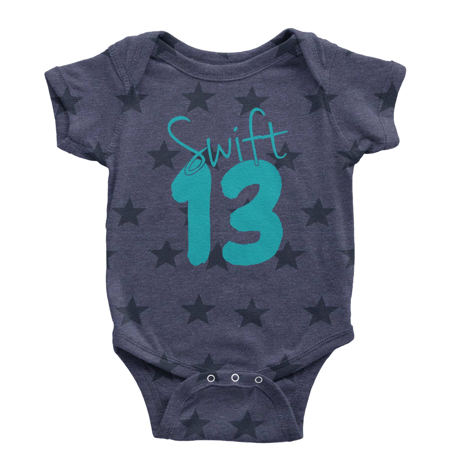 13 Swift 13 Lucky Number Era TTPD Infant One-Piece Romper Bodysuit and Toddler T-shirt Navy Blue STAR