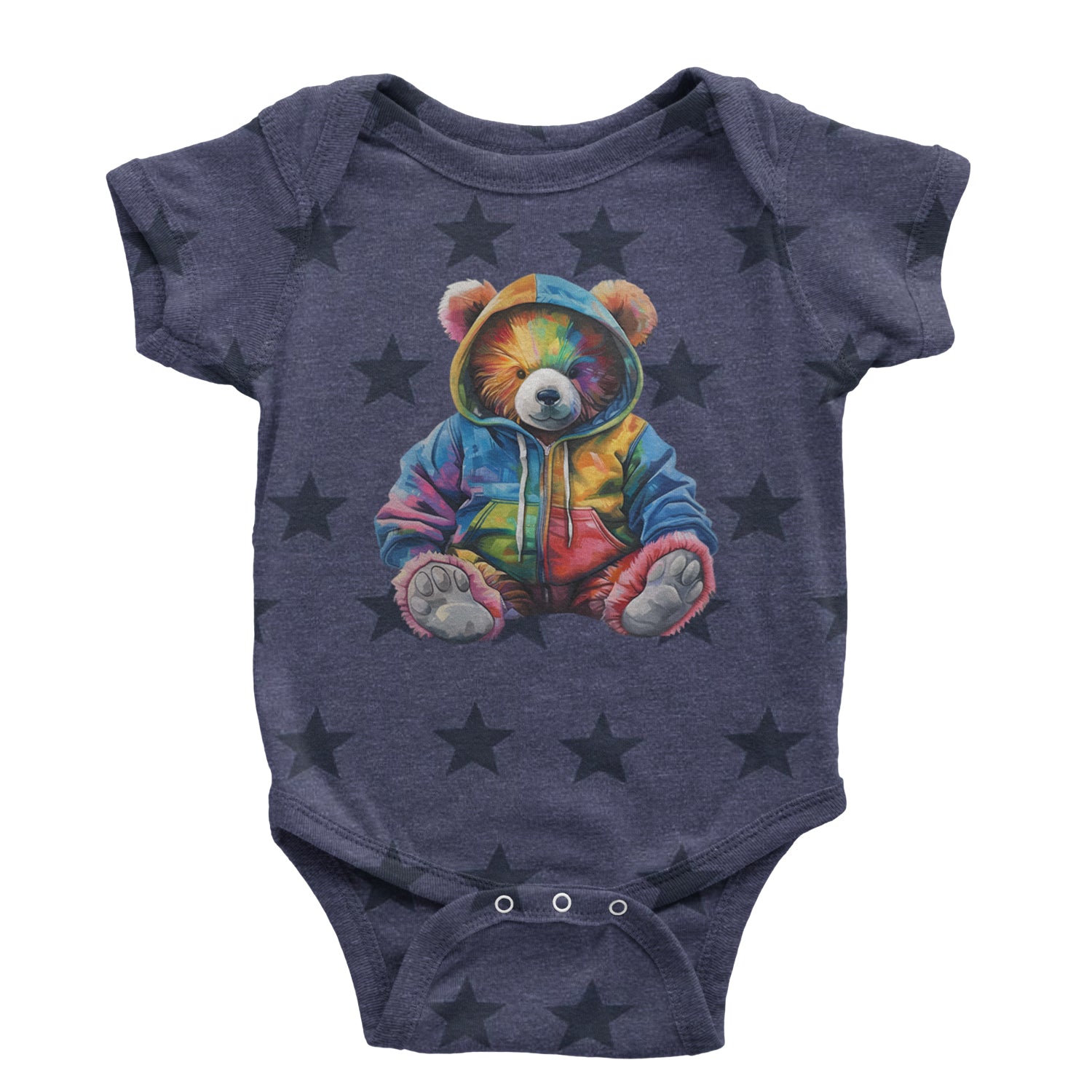 Rainbow Streetwear Urban Graffiti Bear Infant One-Piece Romper Bodysuit Or Toddler T-shirt Navy Blue STAR