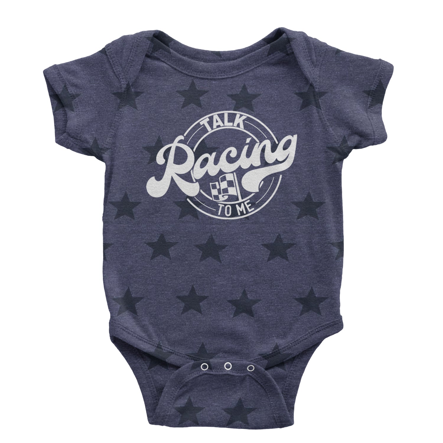 Talk Racing To Me Infant One-Piece Romper Bodysuit and Toddler T-shirt Navy Blue STAR