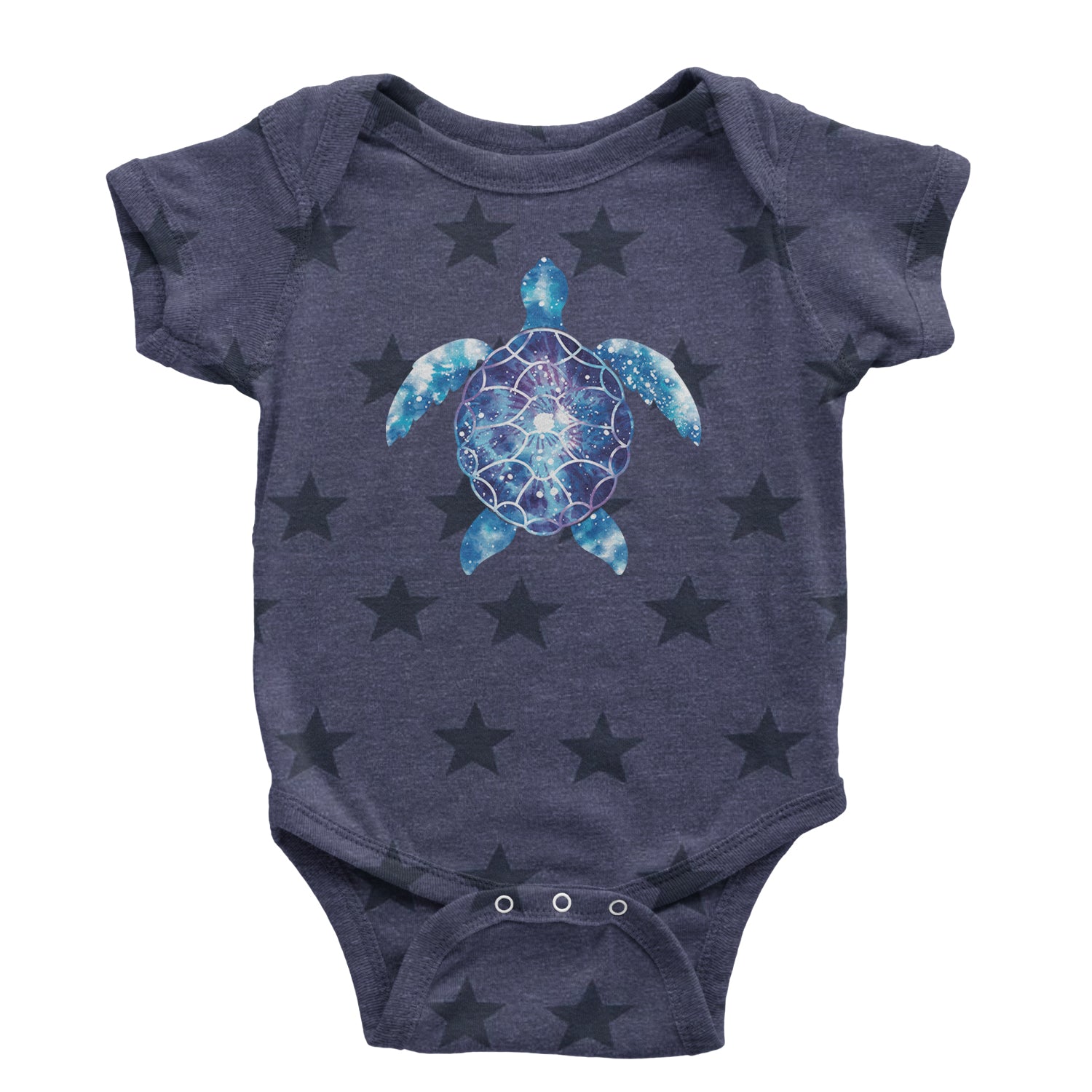 Ocean Aura Tie-Dye Sea Turtle Infant One-Piece Romper Bodysuit and Toddler T-shirt Navy Blue STAR