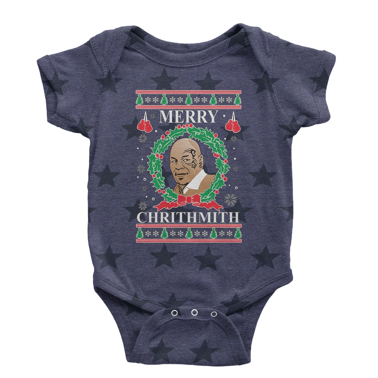 Merry Chrithmith Ugly Christmas Infant One-Piece Romper Bodysuit and Toddler T-shirt Navy Blue STAR