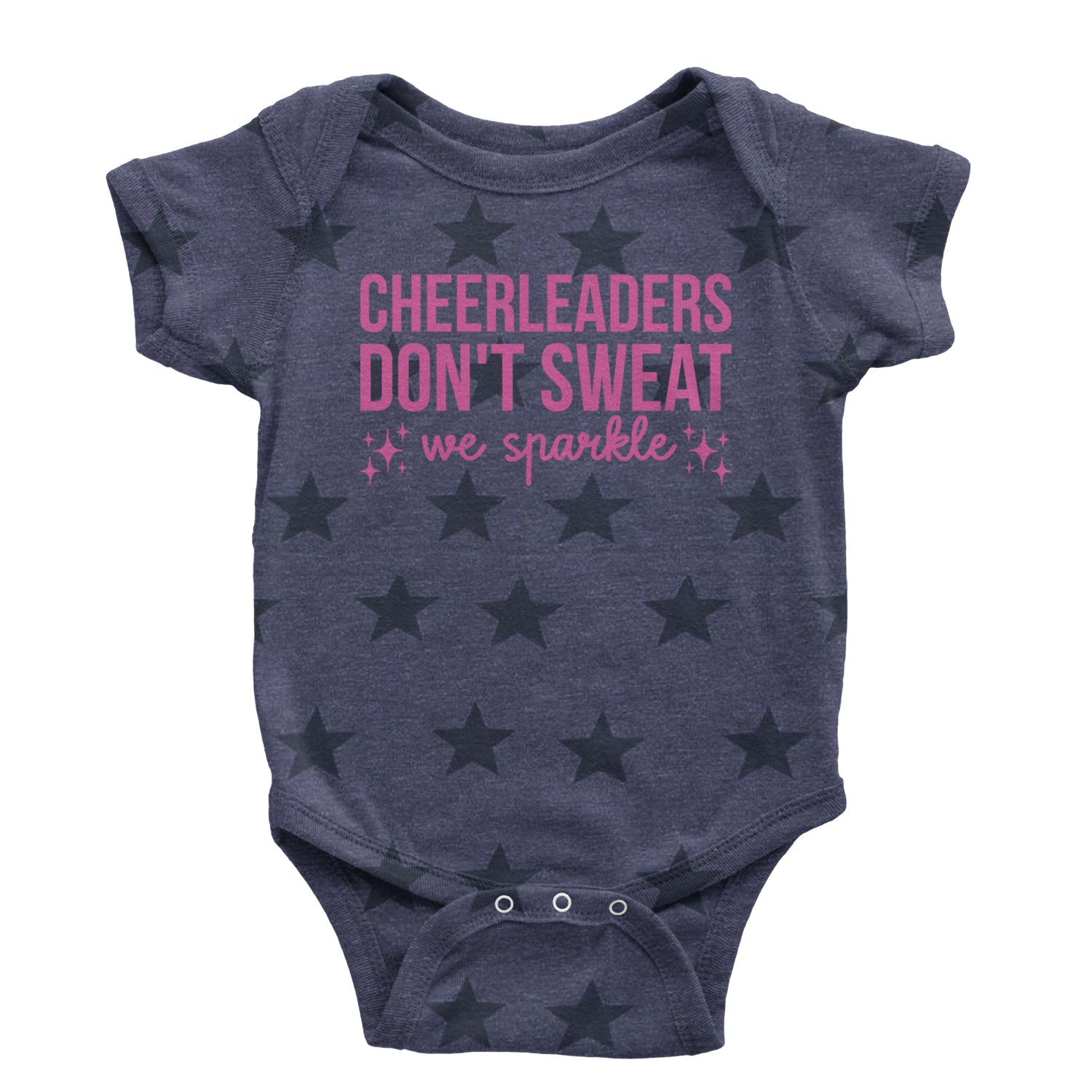 Cheerleaders Don't Sweat, We Sparkle Infant One-Piece Romper Bodysuit and Toddler T-shirt Navy Blue STAR