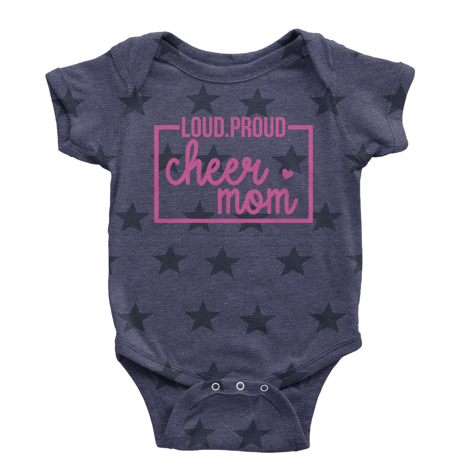 Loud Proud Cheerleader Mom Infant One-Piece Romper Bodysuit and Toddler T-shirt Navy Blue STAR