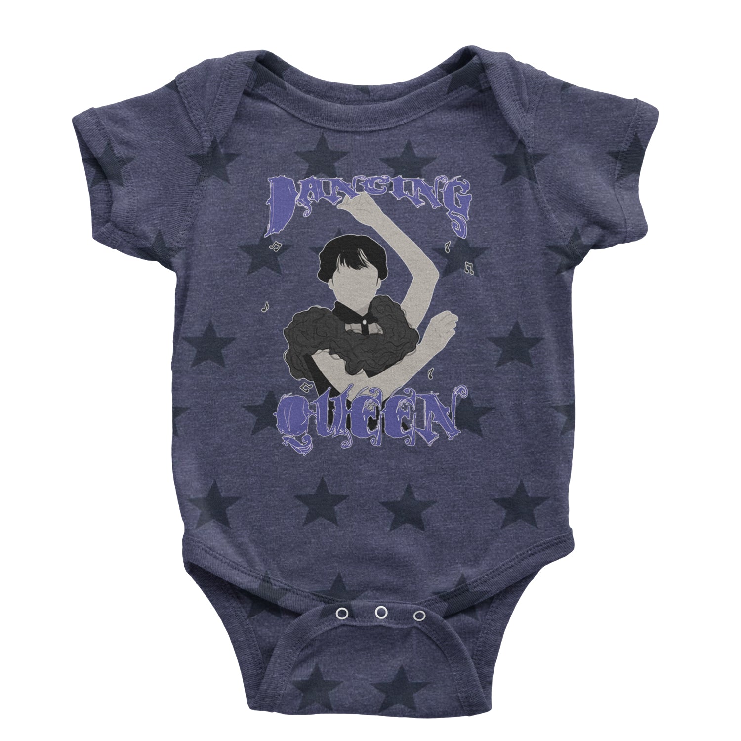 Wednesday Dancing Queen Infant One-Piece Romper Bodysuit and Toddler T-shirt Navy Blue STAR