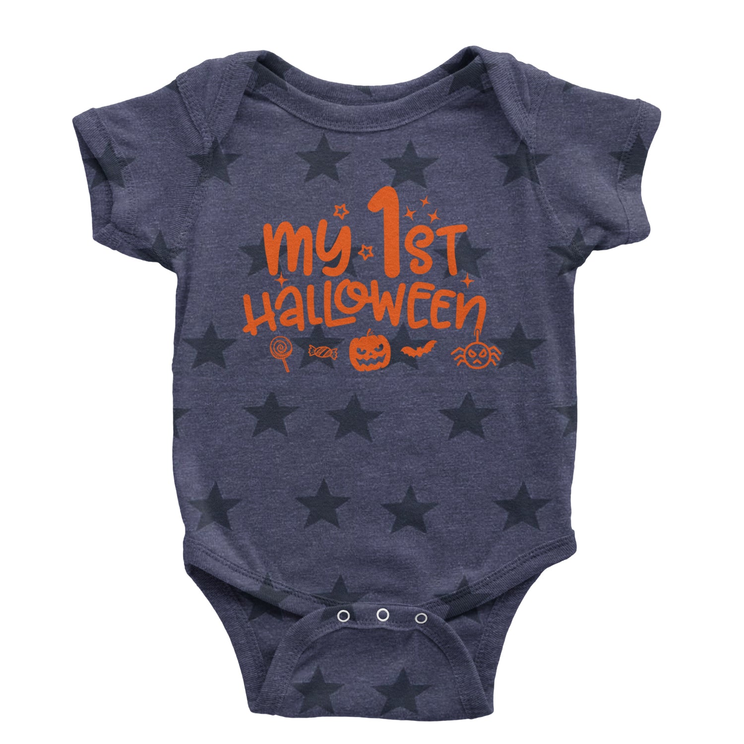 My First Halloween Infant One-Piece Romper Bodysuit and Toddler T-shirt Navy Blue STAR