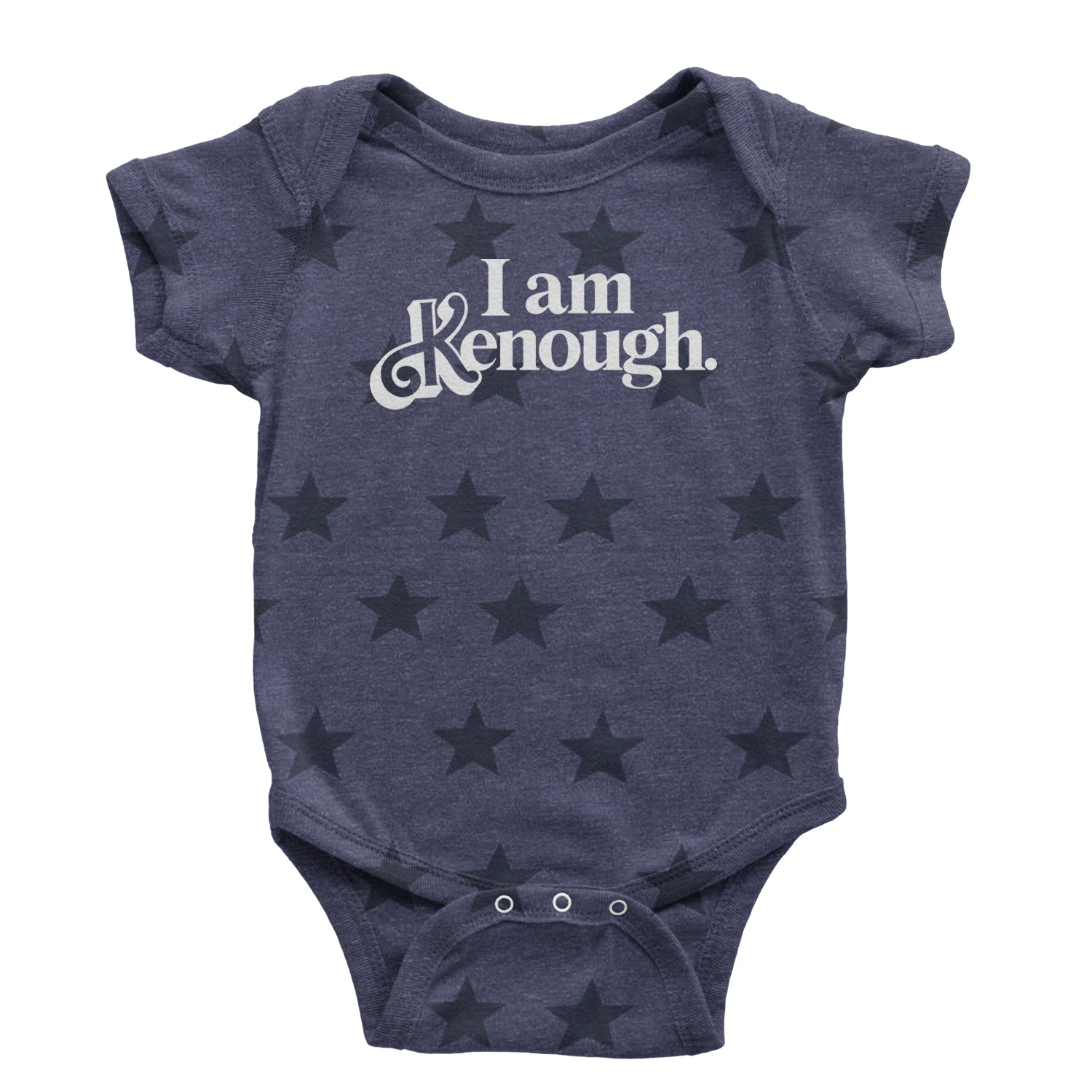 I Am Kenough White Print Infant One-Piece Romper Bodysuit and Toddler T-shirt Navy Blue STAR