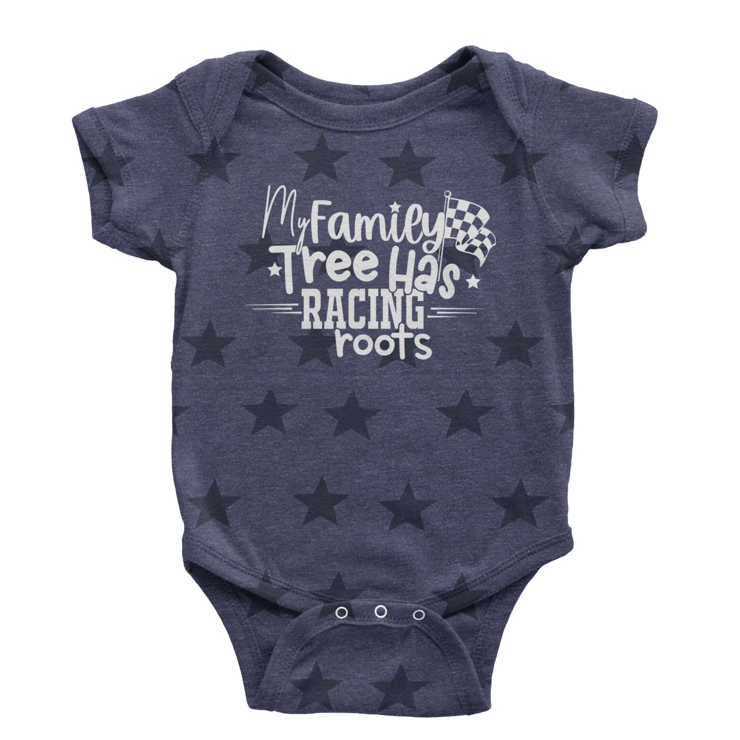 My Family Tree Has Racing Roots Infant One-Piece Romper Bodysuit and Toddler T-shirt Navy Blue STAR