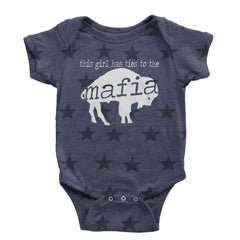 This Girl Has Ties To The Bills Mafia Infant One-Piece Romper Bodysuit and Toddler T-shirt Navy Blue STAR