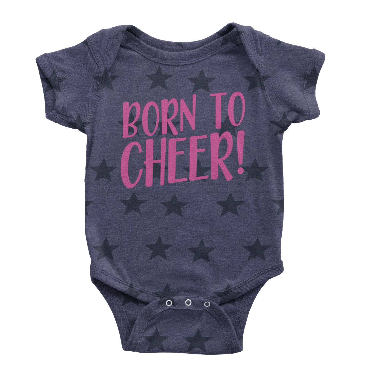 Born To Cheer Infant One-Piece Romper Bodysuit and Toddler T-shirt Navy Blue STAR