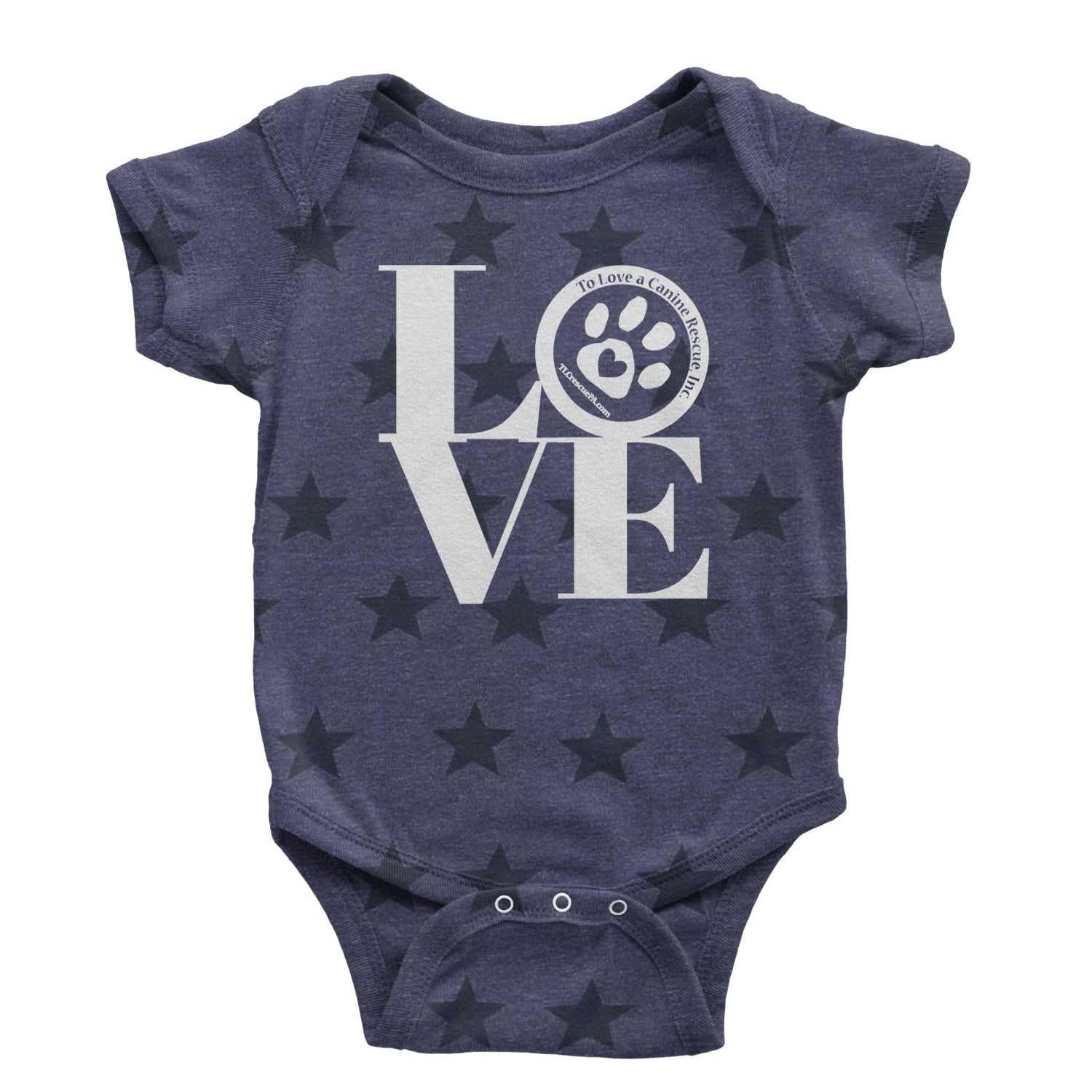 TLC LOVE Dog Rescue Infant One-Piece Romper Bodysuit and Toddler T-shirt Navy Blue STAR