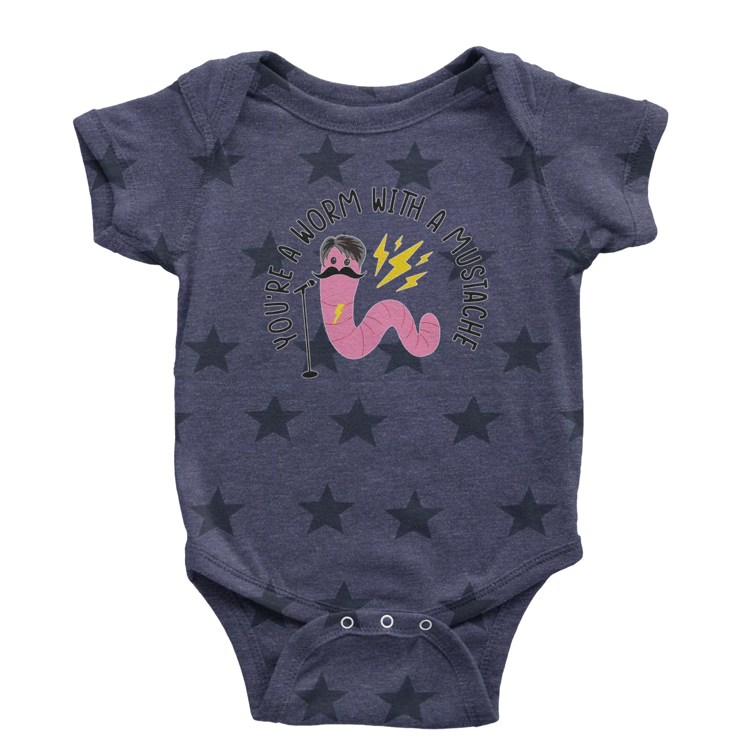 You're A Worm With A Mustache Tom Scandoval Infant One-Piece Romper Bodysuit and Toddler T-shirt Navy Blue STAR