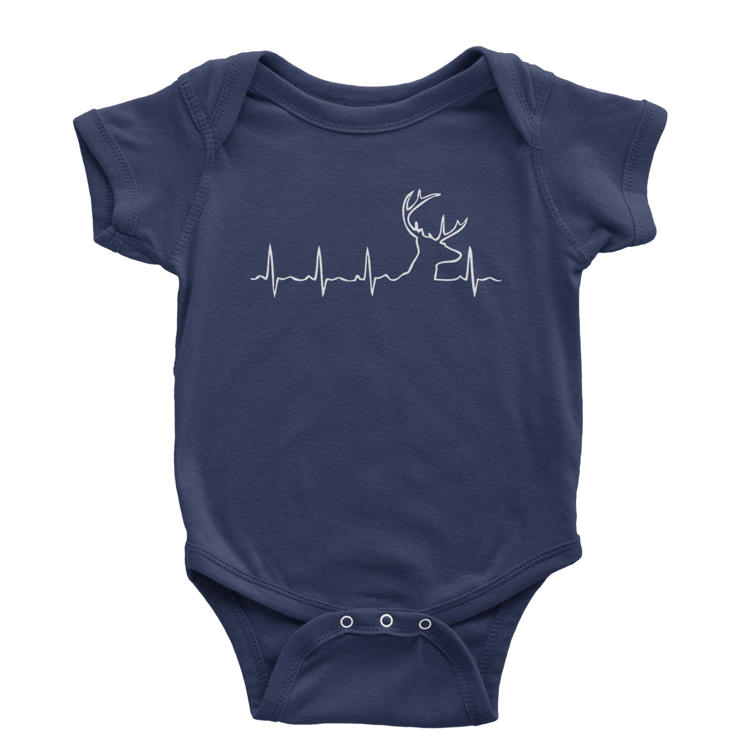 Hunting Heartbeat Deer Hunter Buck Stag Antlers  Infant One-Piece Romper Bodysuit and Toddler T-shirt Navy Blue