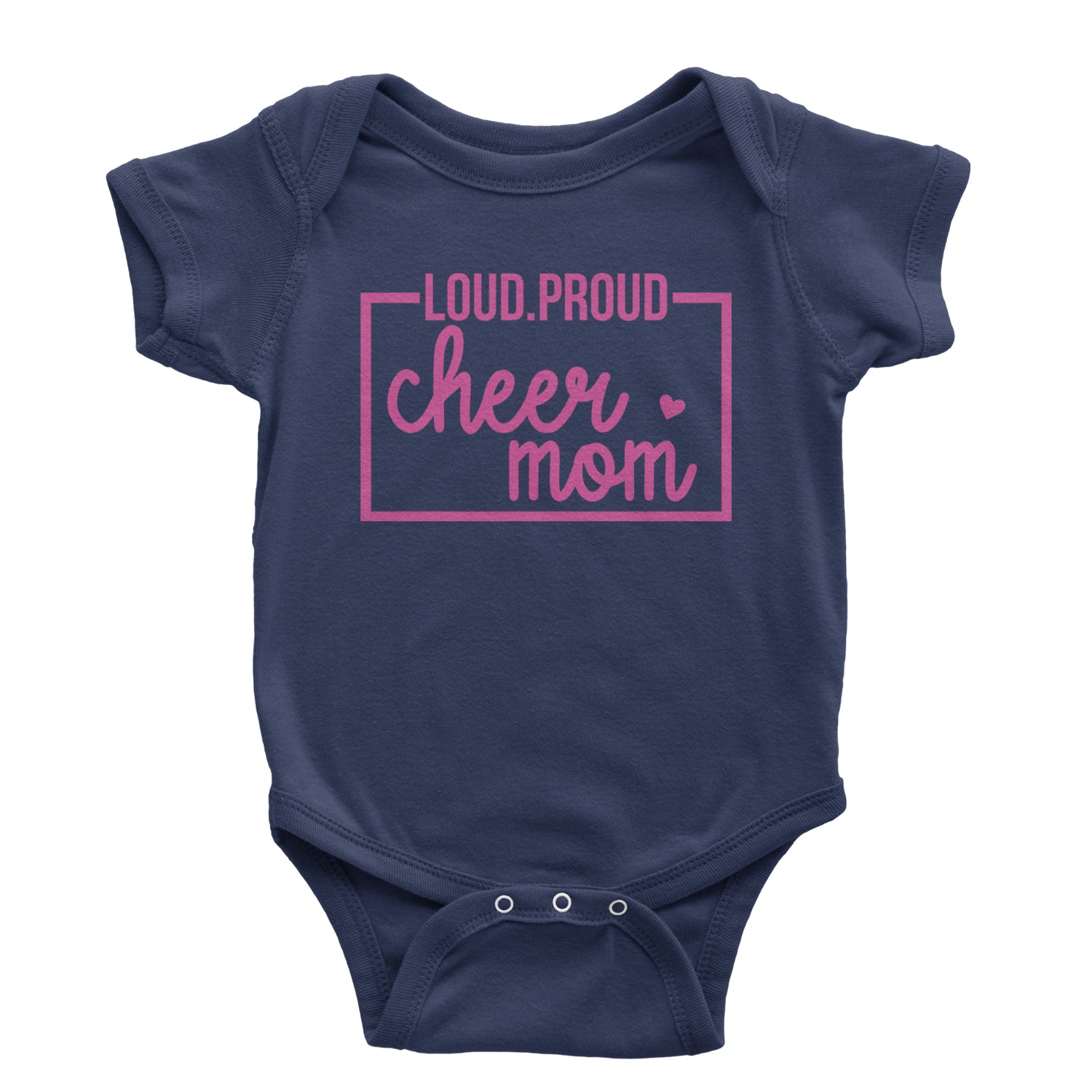 Loud Proud Cheerleader Mom Infant One-Piece Romper Bodysuit and Toddler T-shirt Navy Blue