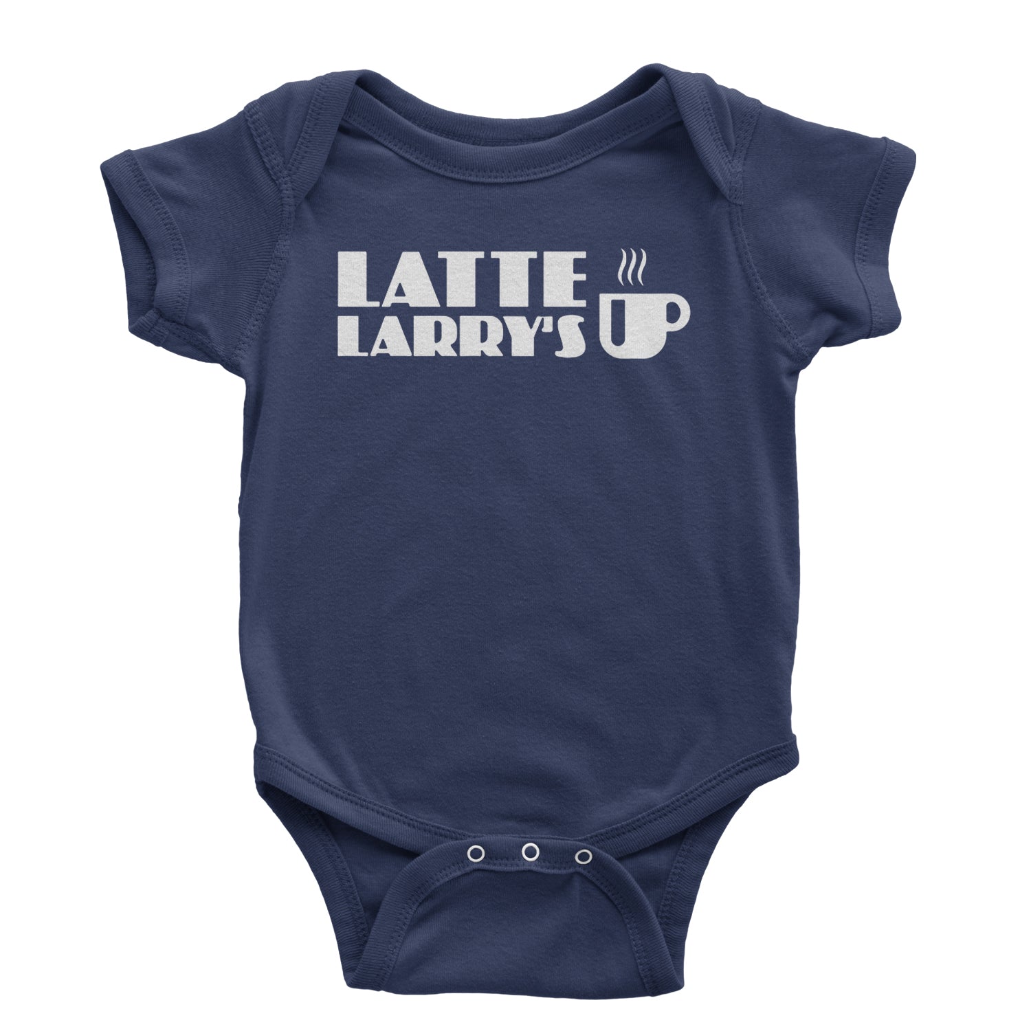 Latte Larry's Enthusiastic Coffee Infant One-Piece Romper Bodysuit and Toddler T-shirt Navy Blue