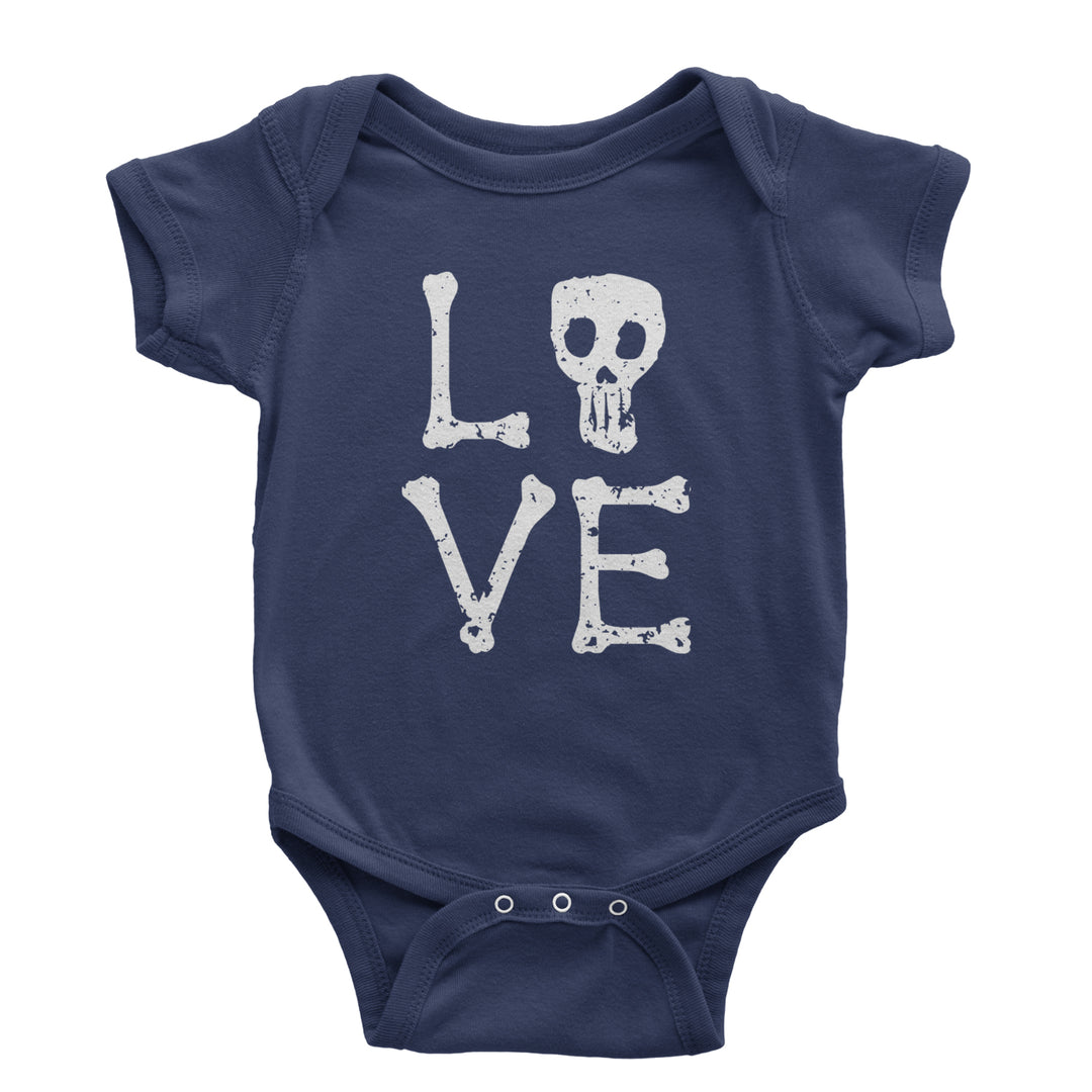 Love Skeleton Bones Infant One-Piece Romper Bodysuit and Toddler T-shirt Navy Blue