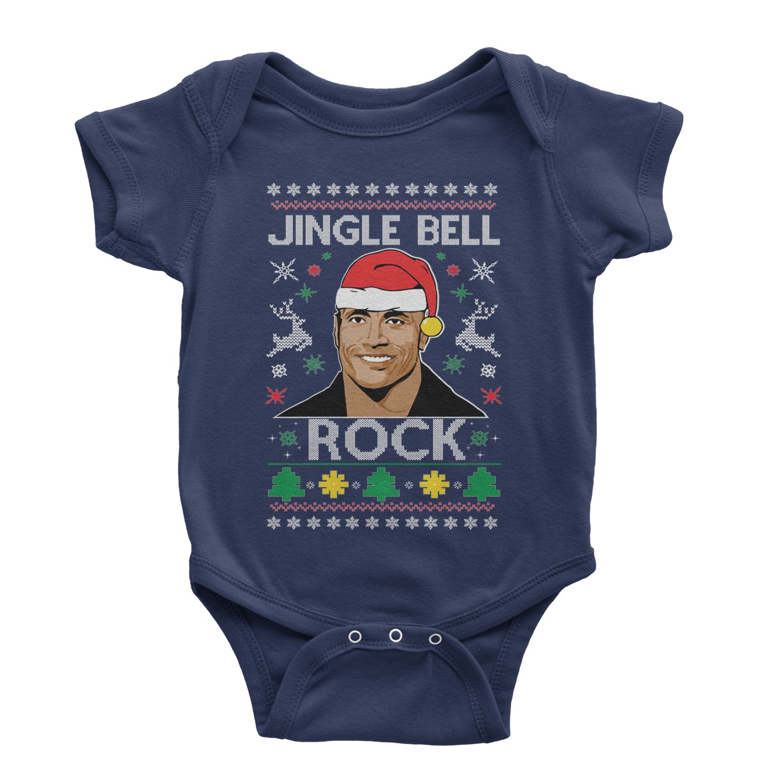 Jingle Bell Rock Ugly Christmas Infant One-Piece Romper Bodysuit and Toddler T-shirt Navy Blue