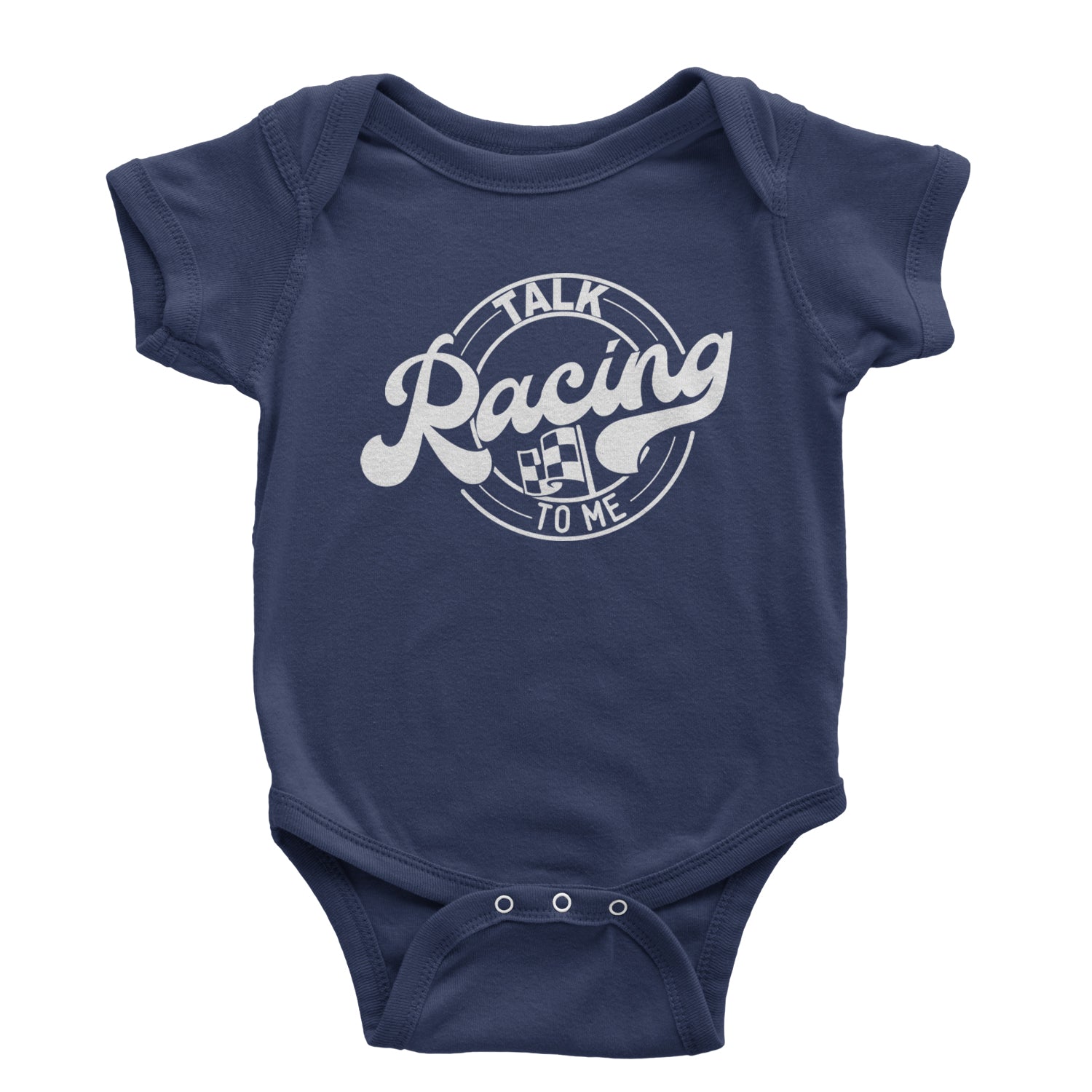 Talk Racing To Me Infant One-Piece Romper Bodysuit and Toddler T-shirt Navy Blue