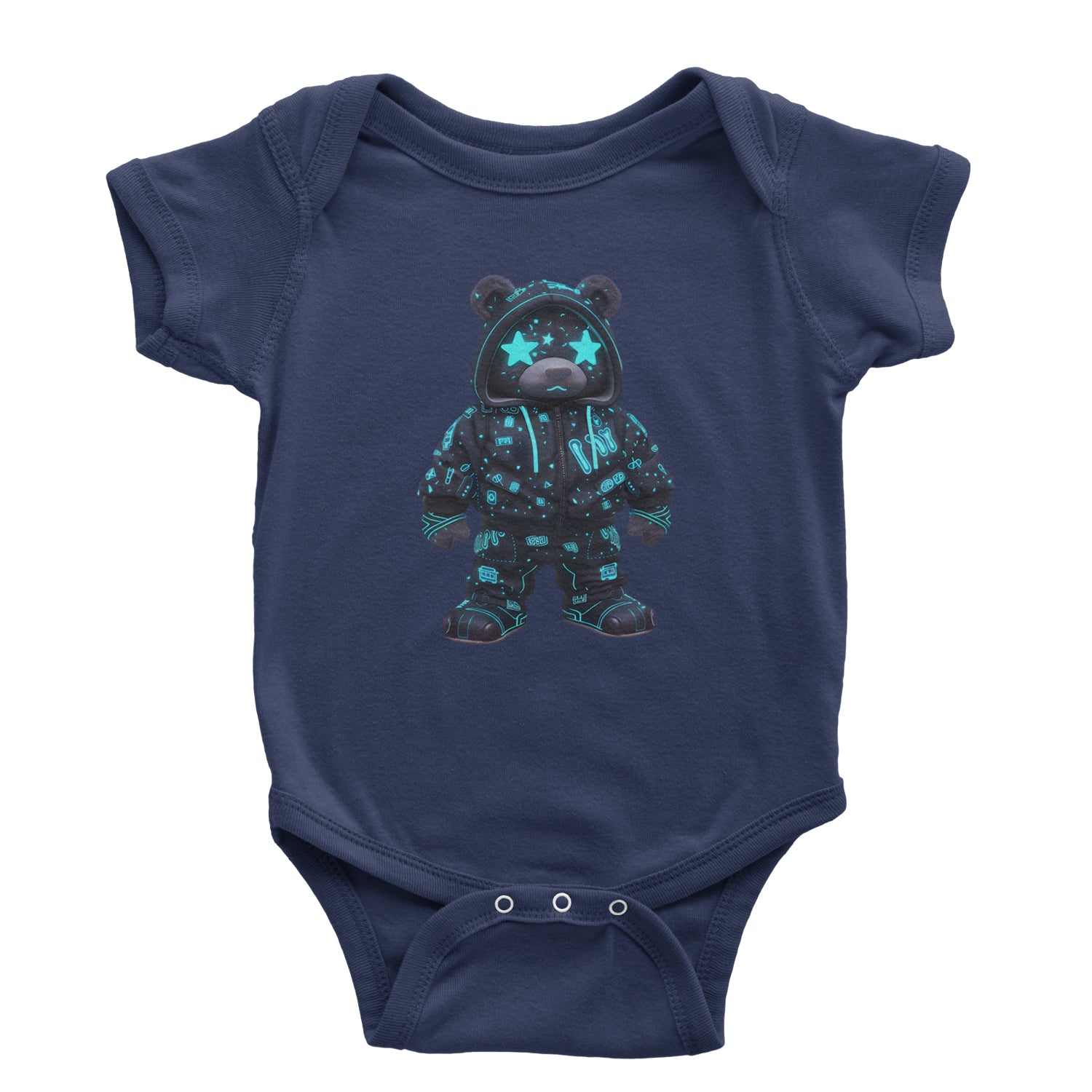 Starry Eyed Vaporwave Urban Graffiti Bear Infant One-Piece Romper Bodysuit Or Toddler T-shirt Navy Blue