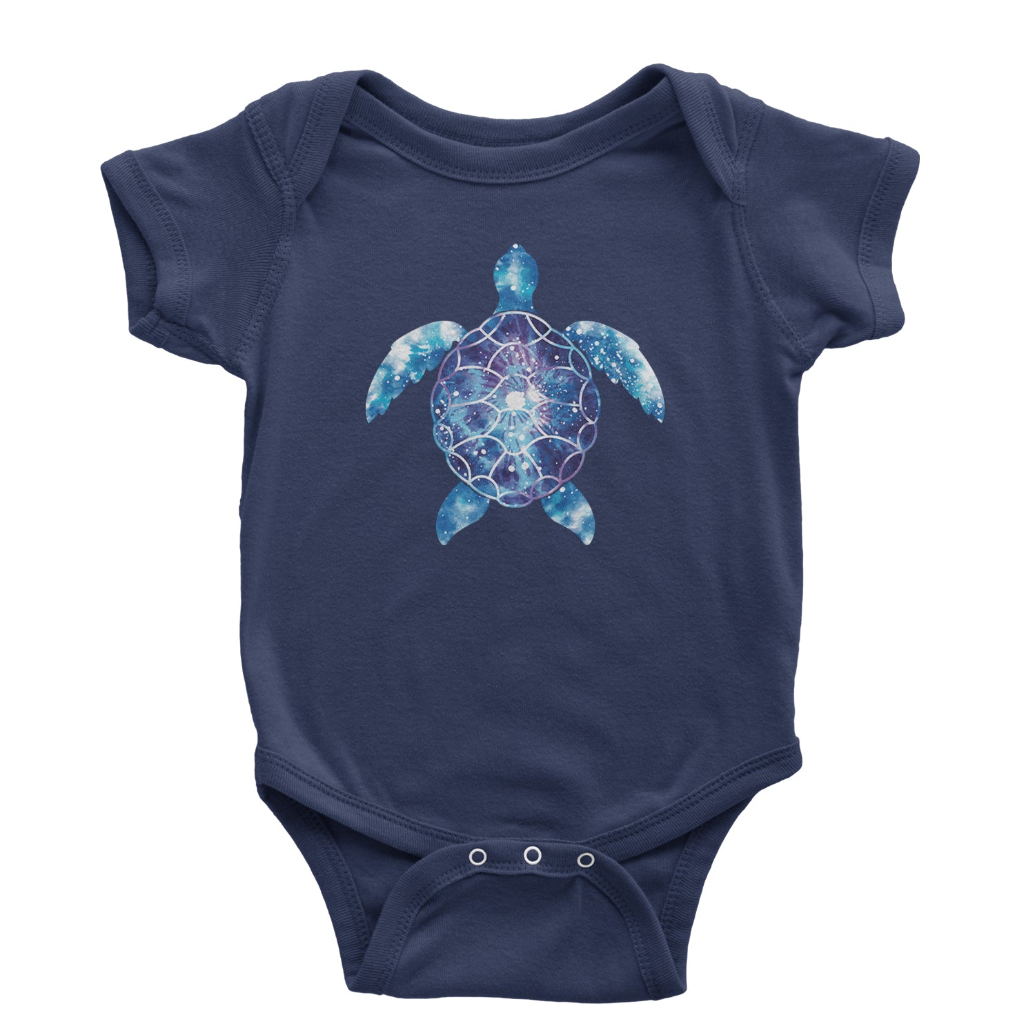 Ocean Aura Tie-Dye Sea Turtle Infant One-Piece Romper Bodysuit and Toddler T-shirt Navy Blue