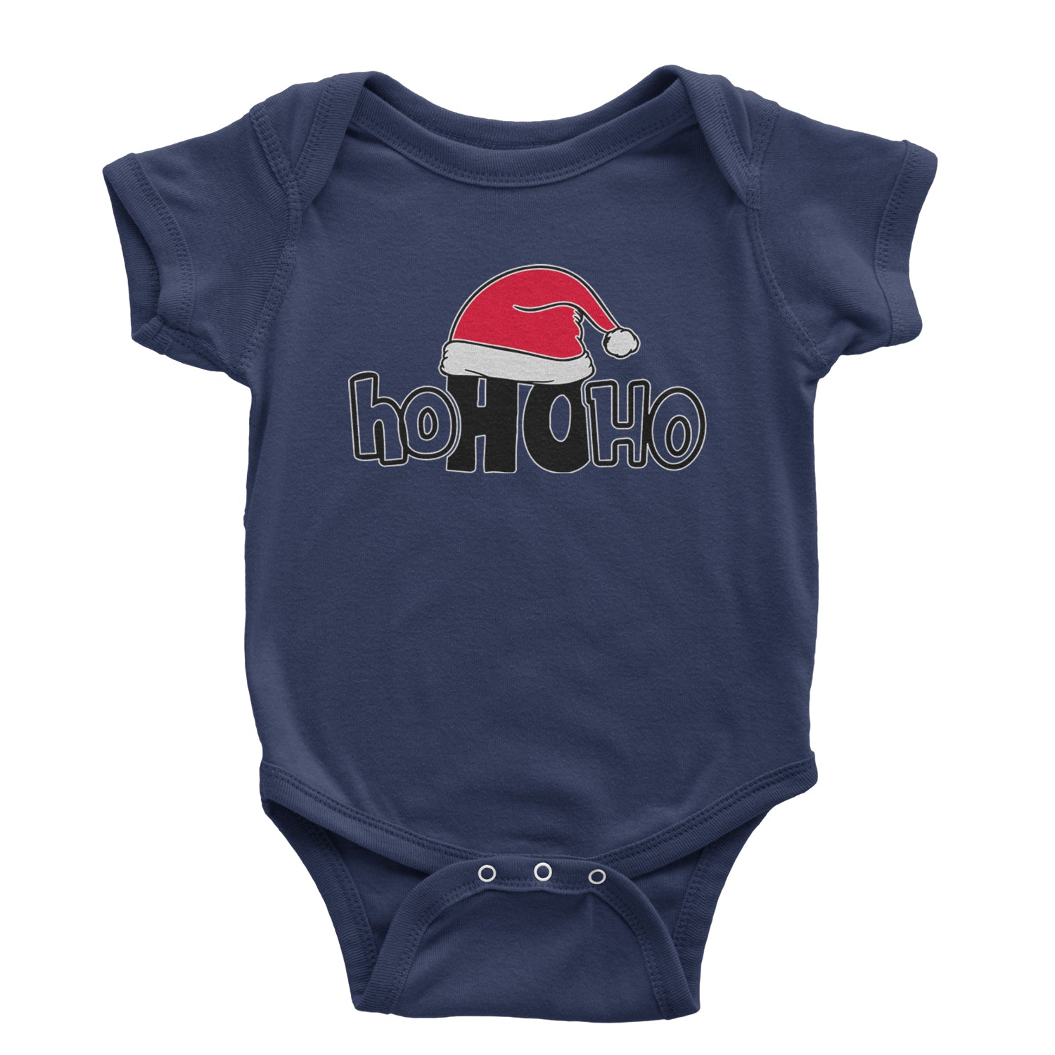 Ho Ho Ho Santa Christmas Hat Infant One-Piece Romper Bodysuit and Toddler T-shirt Navy Blue