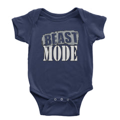 Beast Mode Training Gym Workout graphic on Onesie and Toddler T-Shirt in Navy Blue