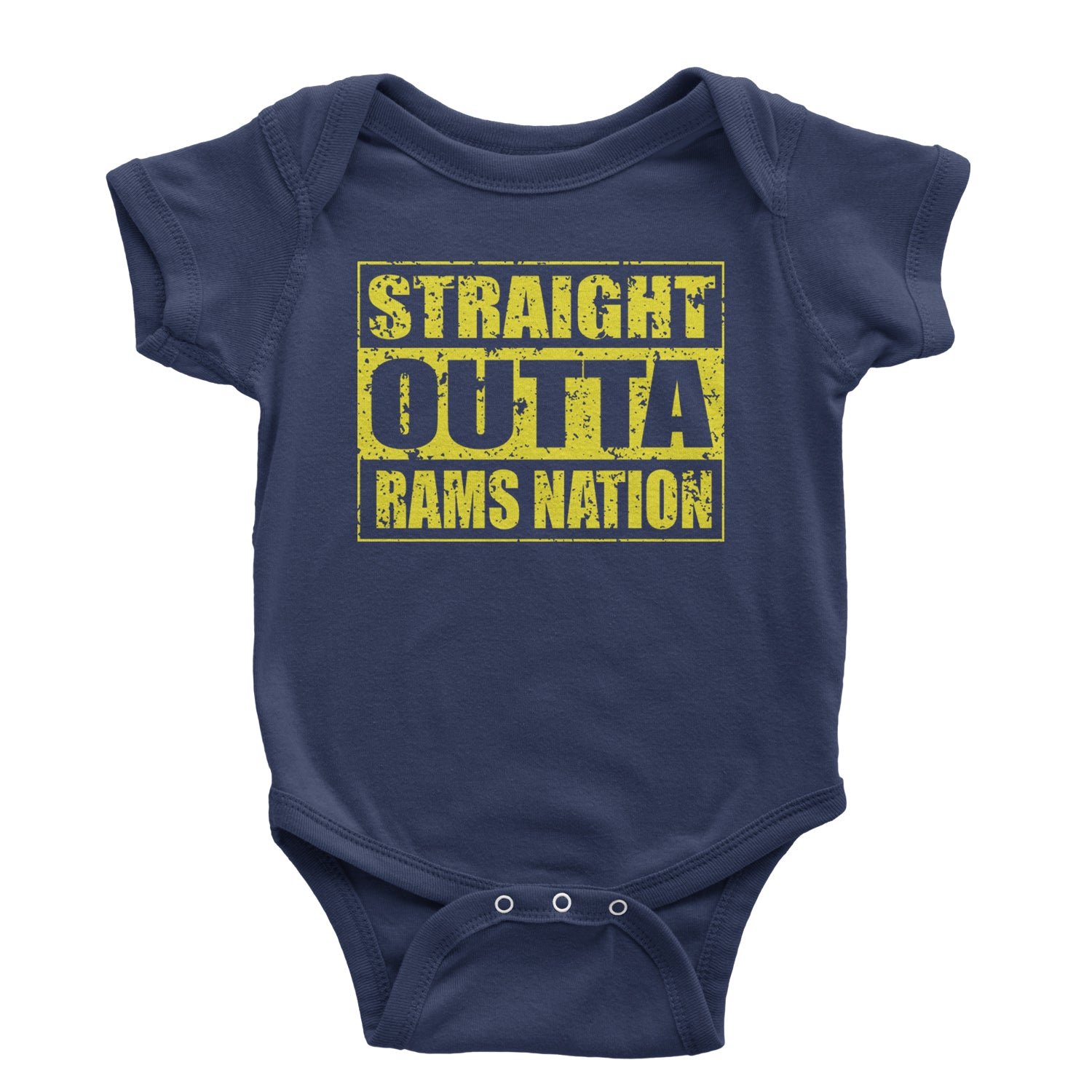 Straight Outta Rams Nation   Infant One-Piece Romper Bodysuit and Toddler T-shirt Navy Blue