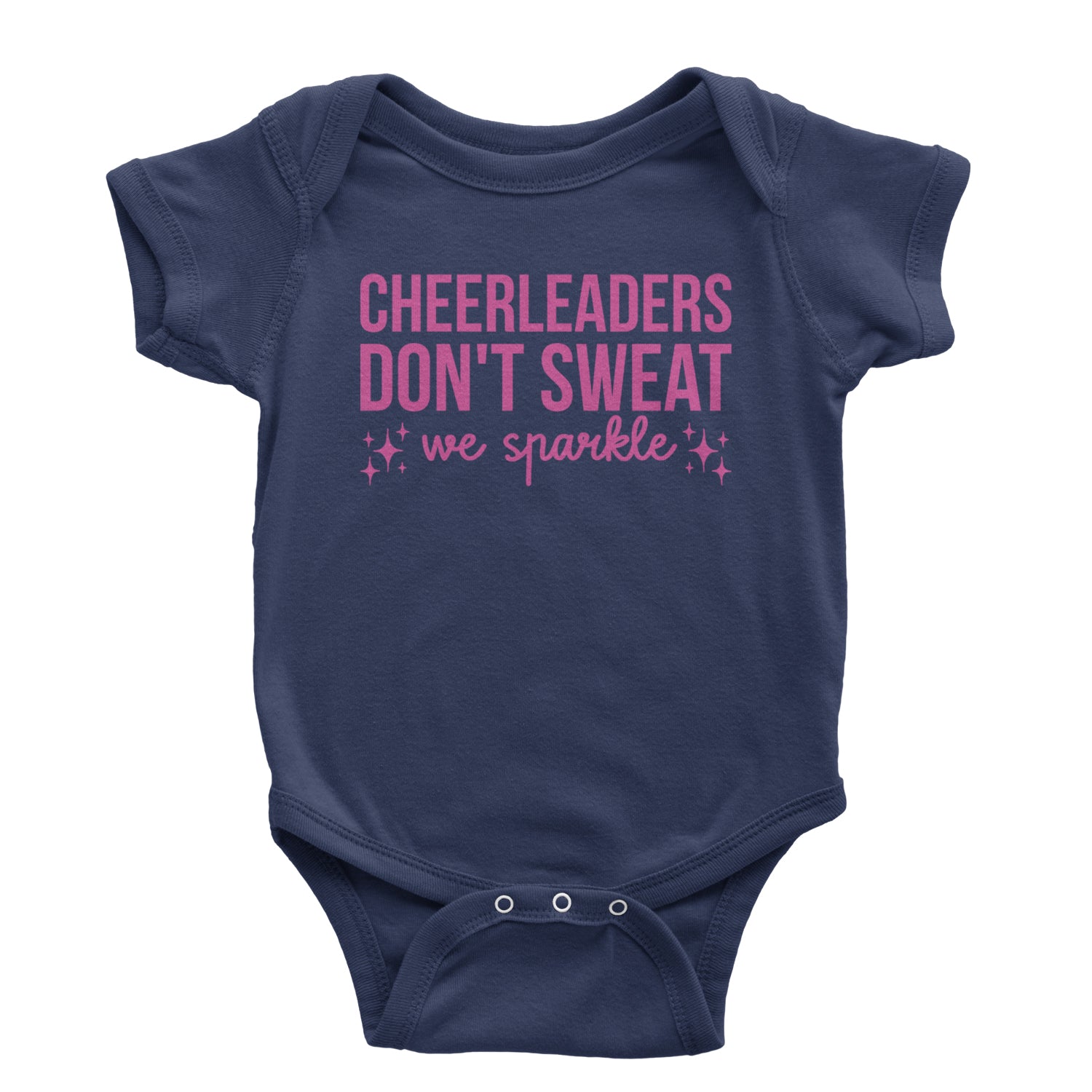 Cheerleaders Don't Sweat, We Sparkle Infant One-Piece Romper Bodysuit and Toddler T-shirt Navy Blue