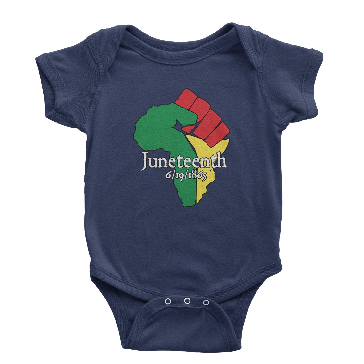 Juneteenth Raised Fist Africa Celebrate Emancipation Day Infant One-Piece Romper Bodysuit and Toddler T-shirt Navy Blue